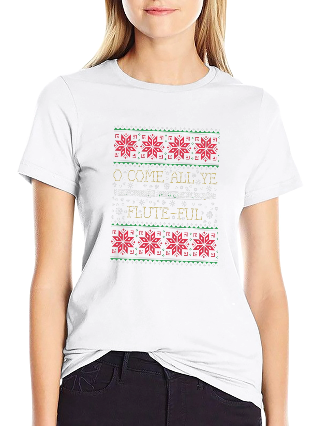O Come All Ye Flute-Ful Ugly Christmas Sweater T-Shirt