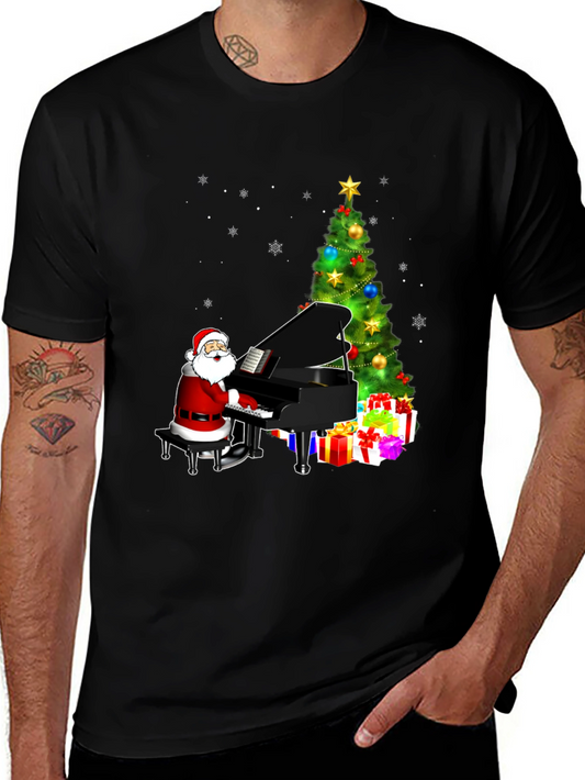 Christmas Santa Playing Piano T-Shirt