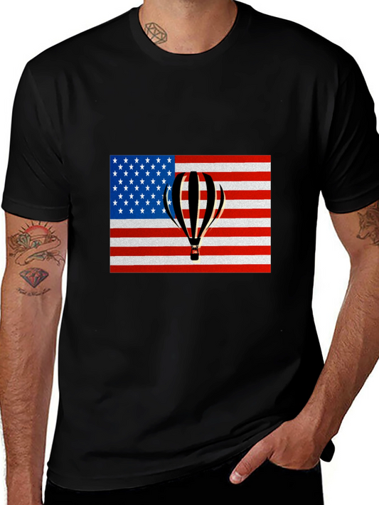 USA Flag Hot Air Balloon Graphic Tee