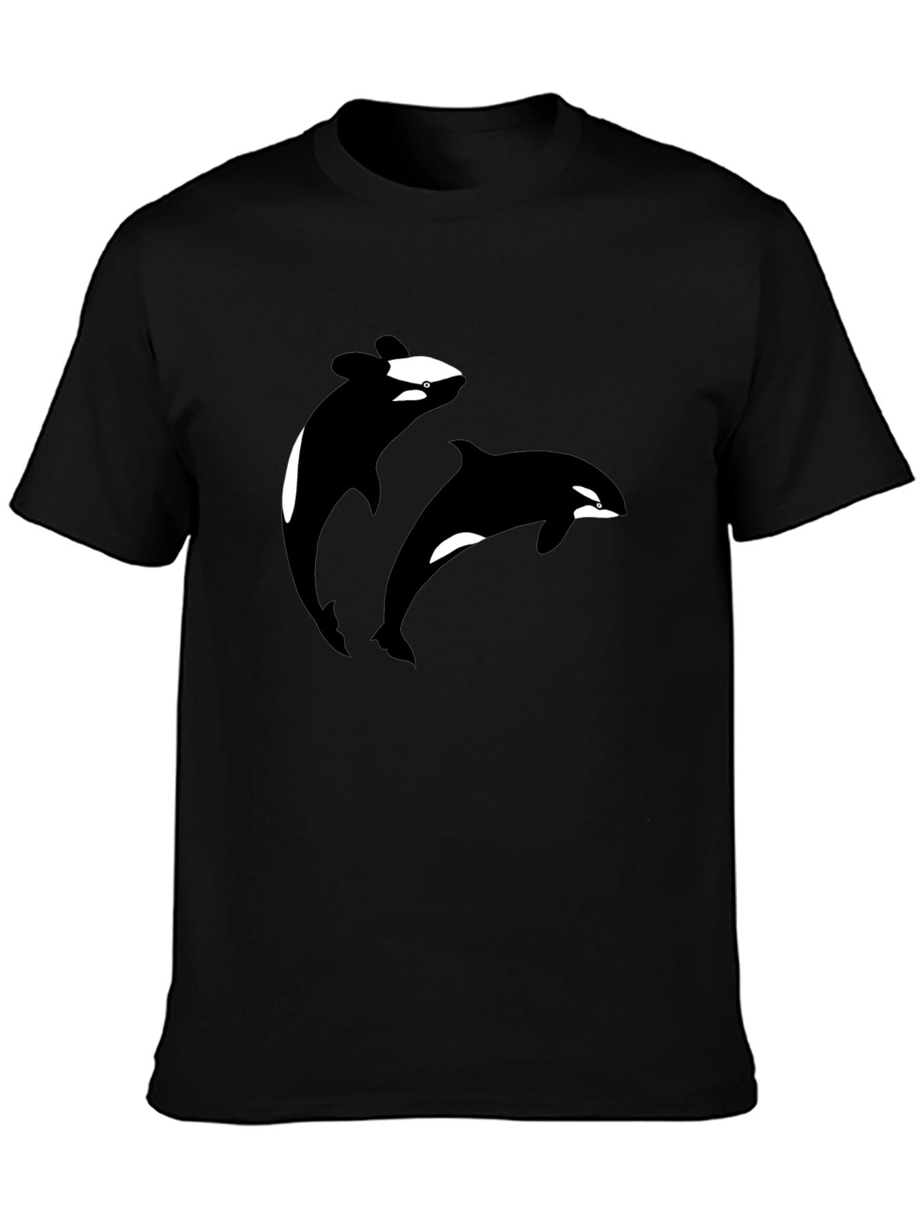 Orca Whale Graphic Tee - Black Cotton T-Shirt