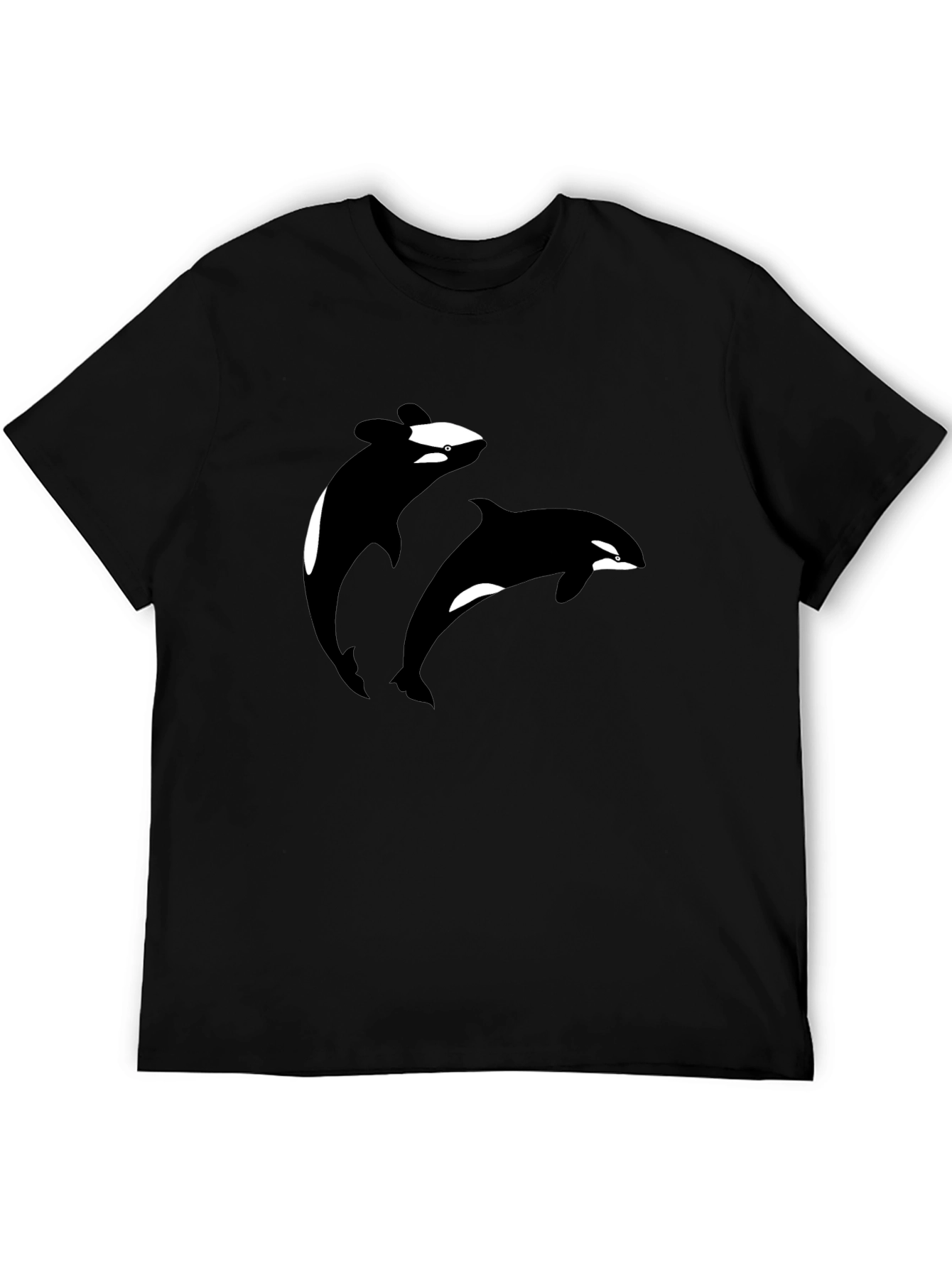 Orca Whale Graphic Tee - Black Cotton T-Shirt
