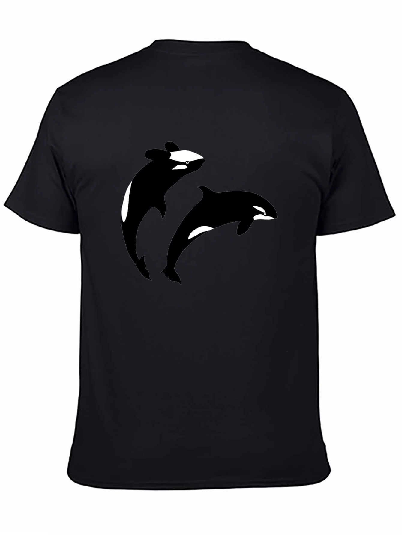 Orca Whale Graphic Tee - Black Cotton T-Shirt