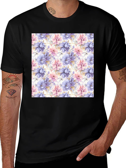 Floral Pattern Black T-Shirt