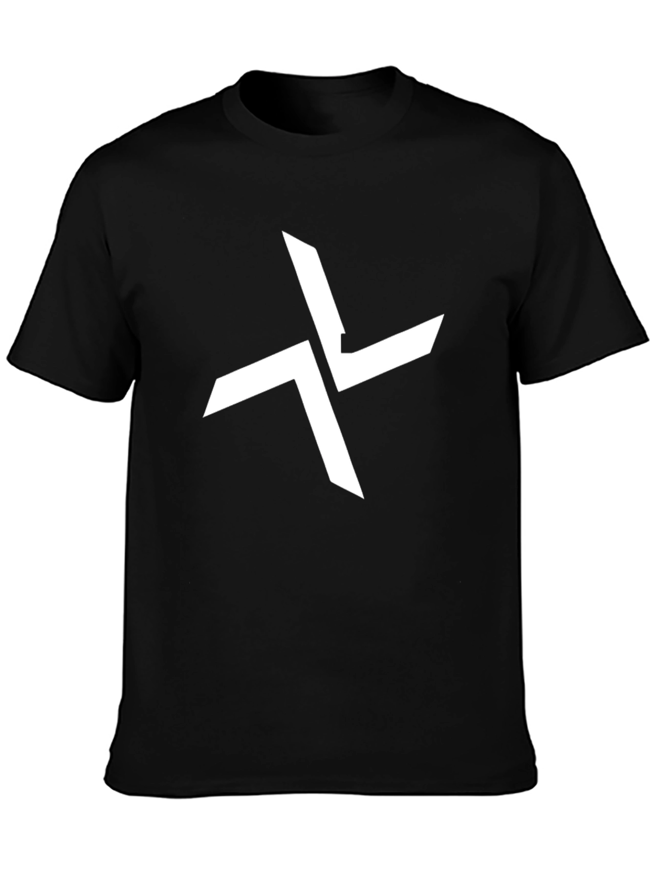 Black Graphic Tee - Abstract White Cross Design