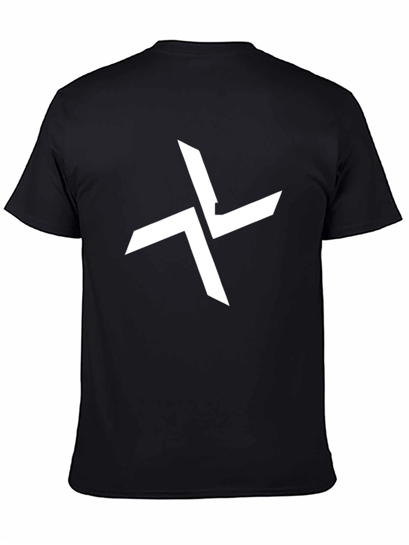 Black Graphic Tee - Abstract White Cross Design