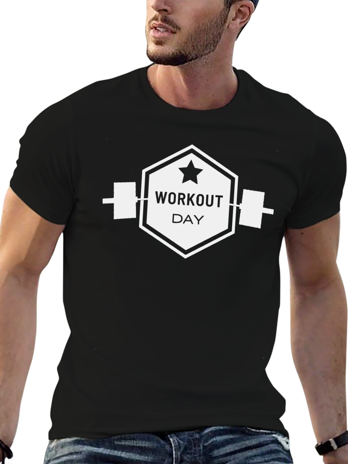 Workout Day Black Graphic Tee - Gym Motivation