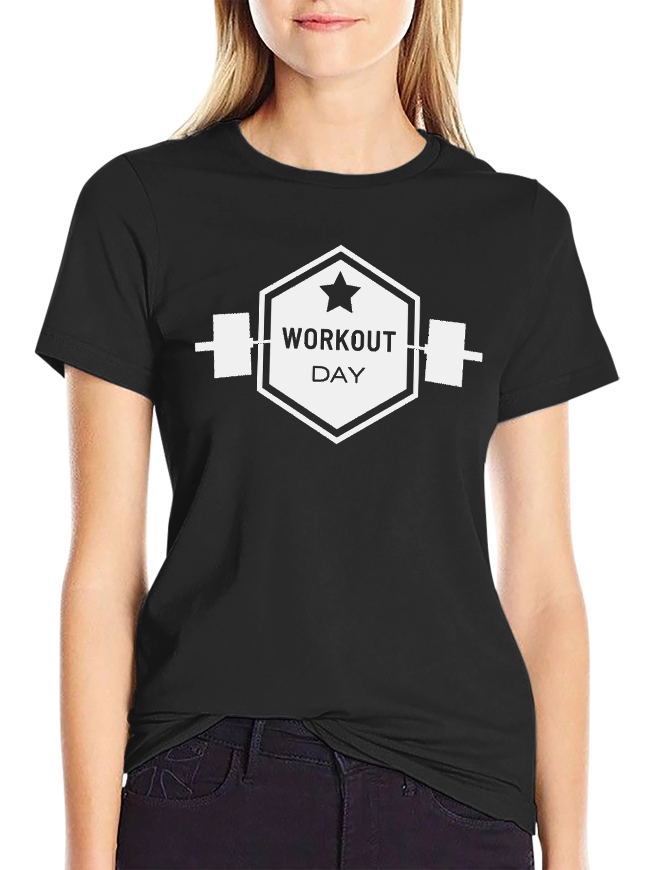 Workout Day Black Graphic Tee - Gym Motivation