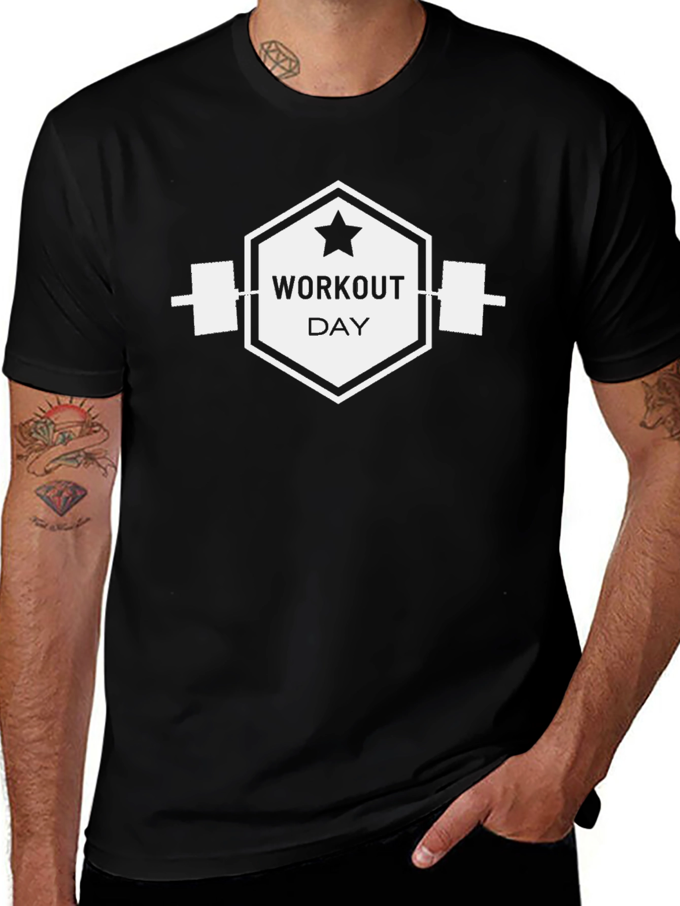 Workout Day Black Graphic Tee - Gym Motivation
