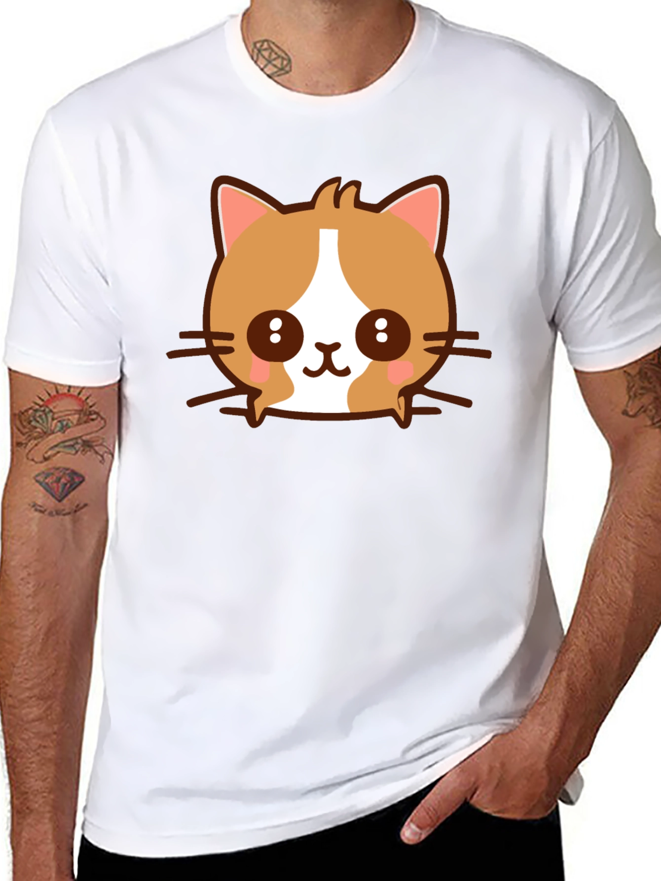 Kawaii Cat Graphic T-Shirt - Cute Cartoon Kitten Tee