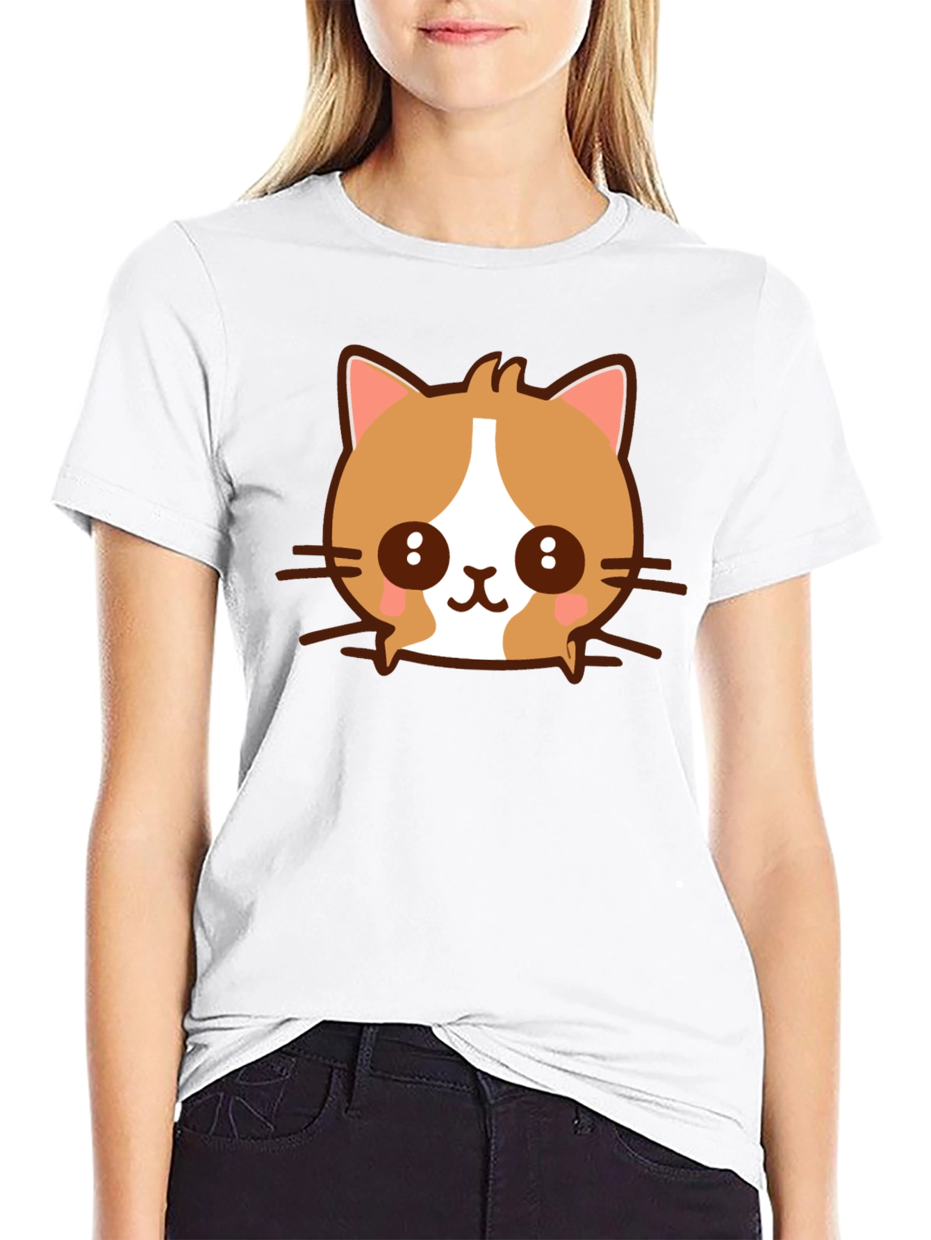Kawaii Cat Graphic T-Shirt - Cute Cartoon Kitten Tee