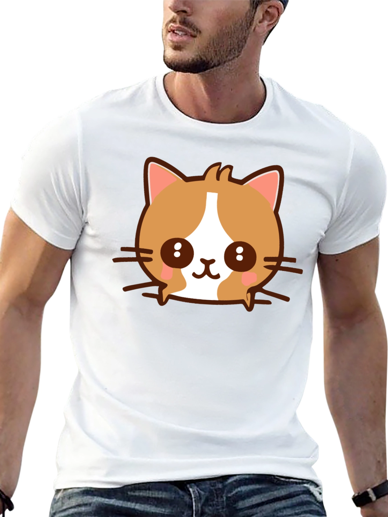 Kawaii Cat Graphic T-Shirt - Cute Cartoon Kitten Tee