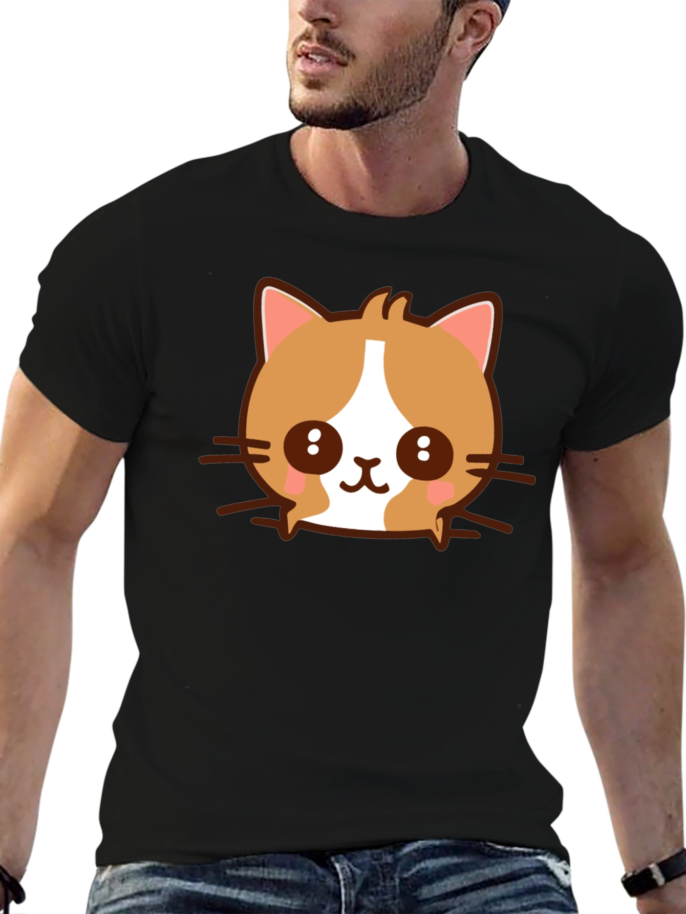 Kawaii Cat Graphic T-Shirt - Cute Cartoon Kitten Tee