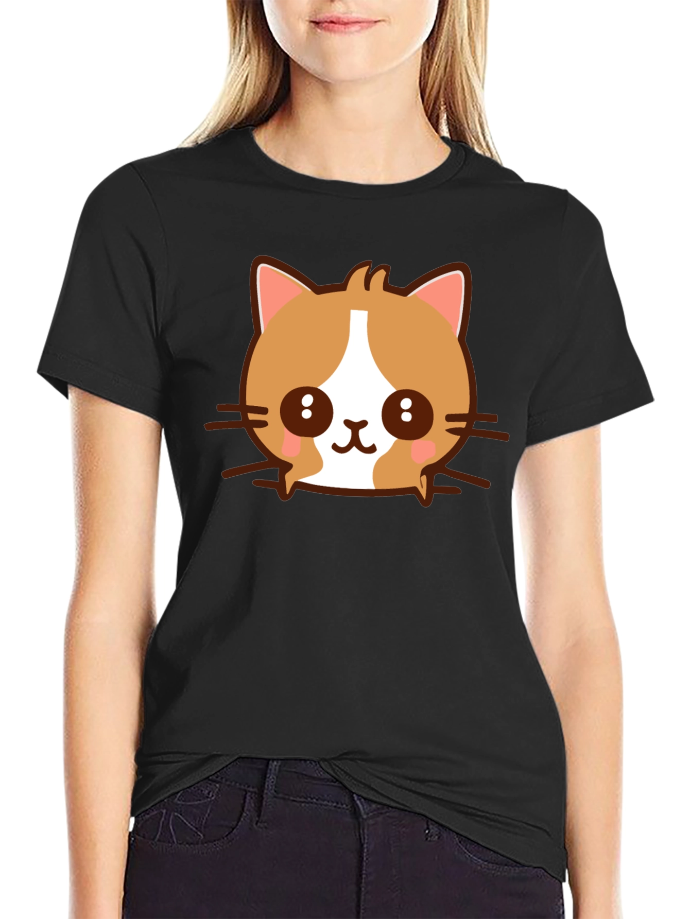 Kawaii Cat Graphic T-Shirt - Cute Cartoon Kitten Tee
