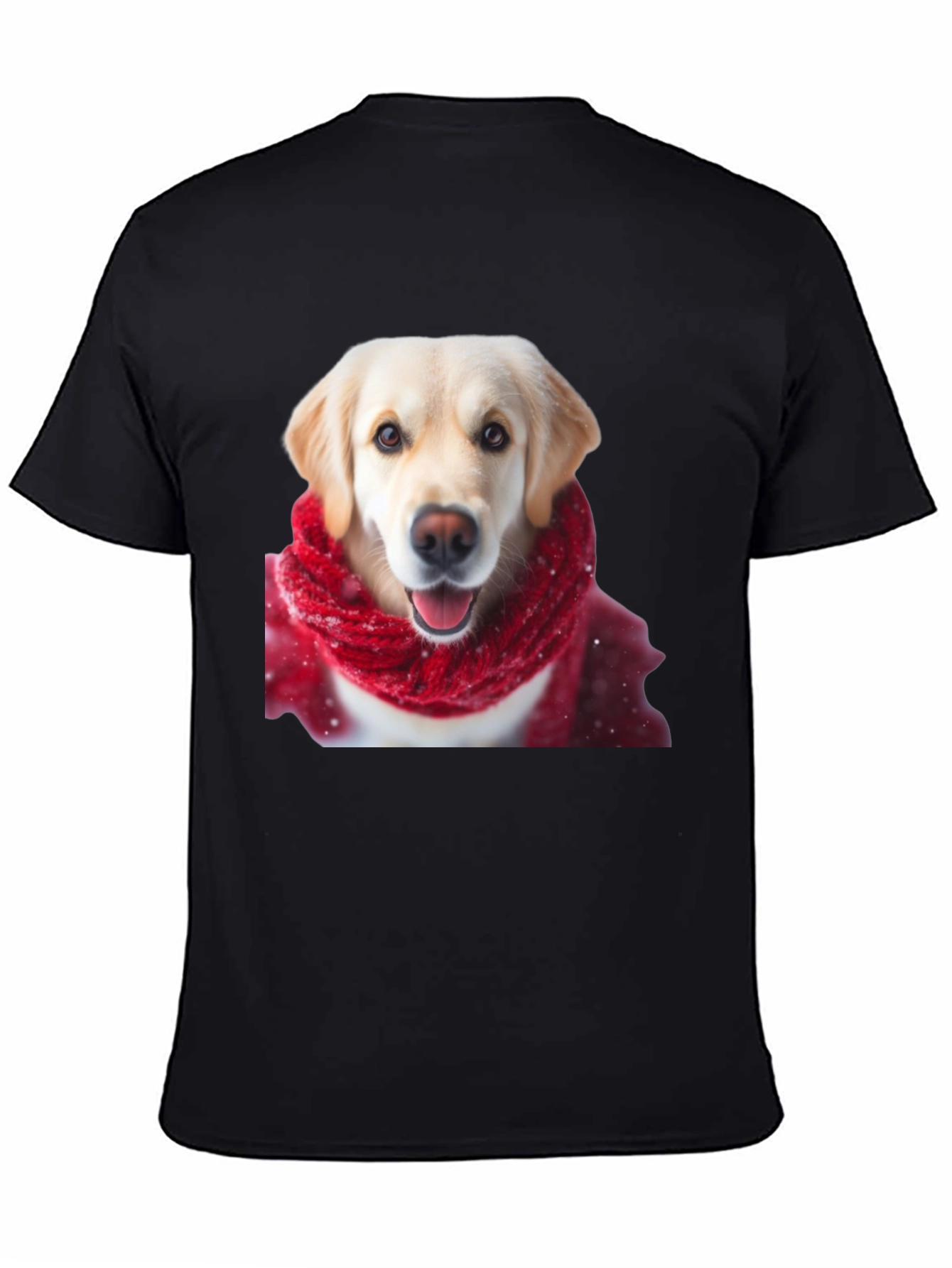 Dog in Scarf Graphic Tee - Black Casual T-Shirt