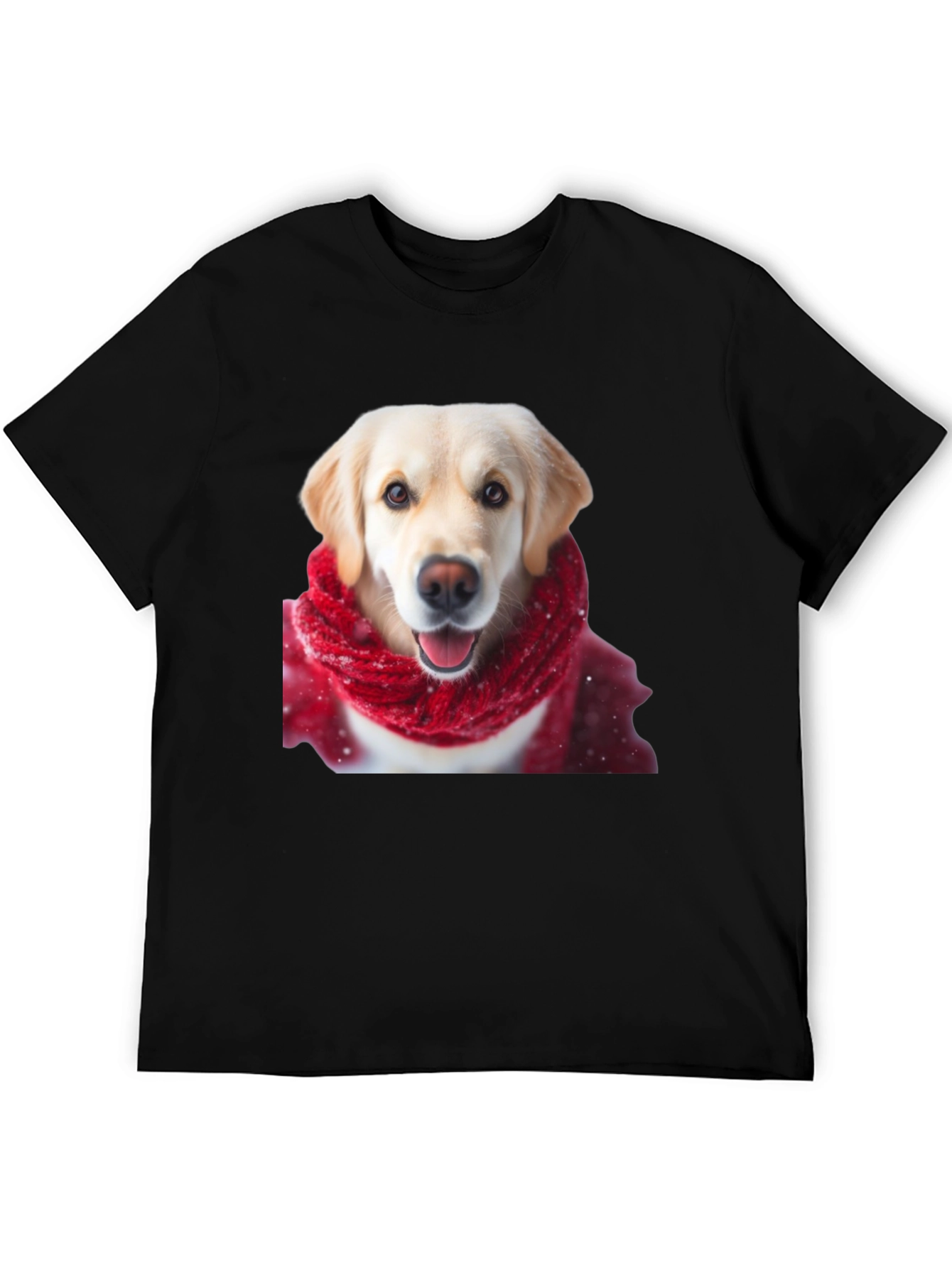 Dog in Scarf Graphic Tee - Black Casual T-Shirt