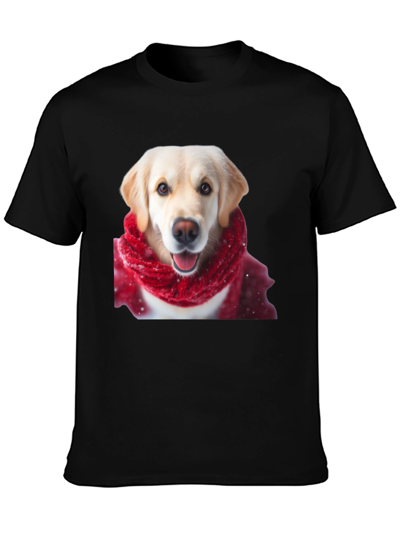 Dog in Scarf Graphic Tee - Black Casual T-Shirt