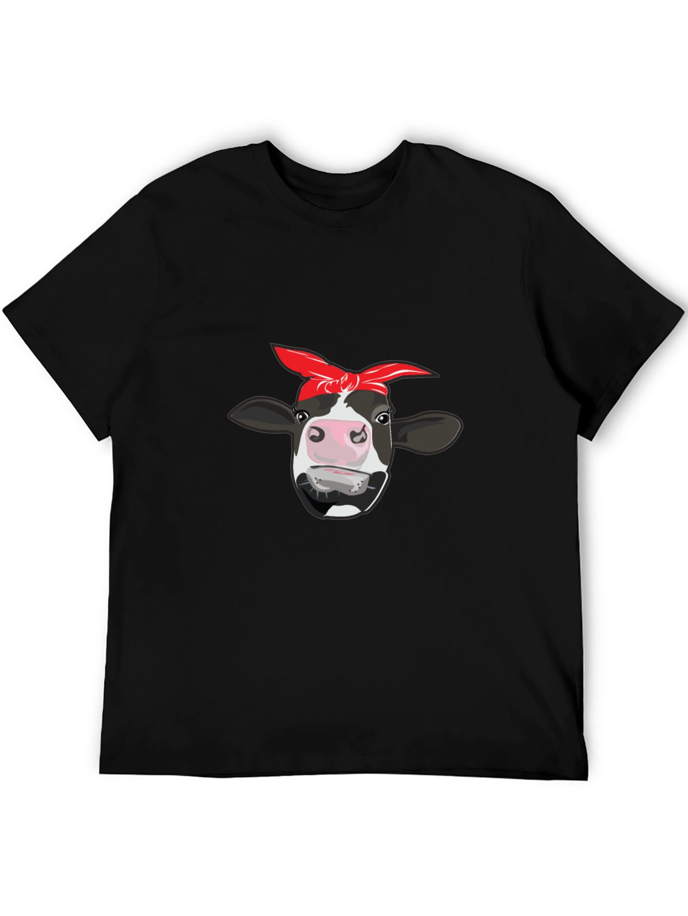 Cow Bandana Graphic Tee - Black Cotton T-Shirt