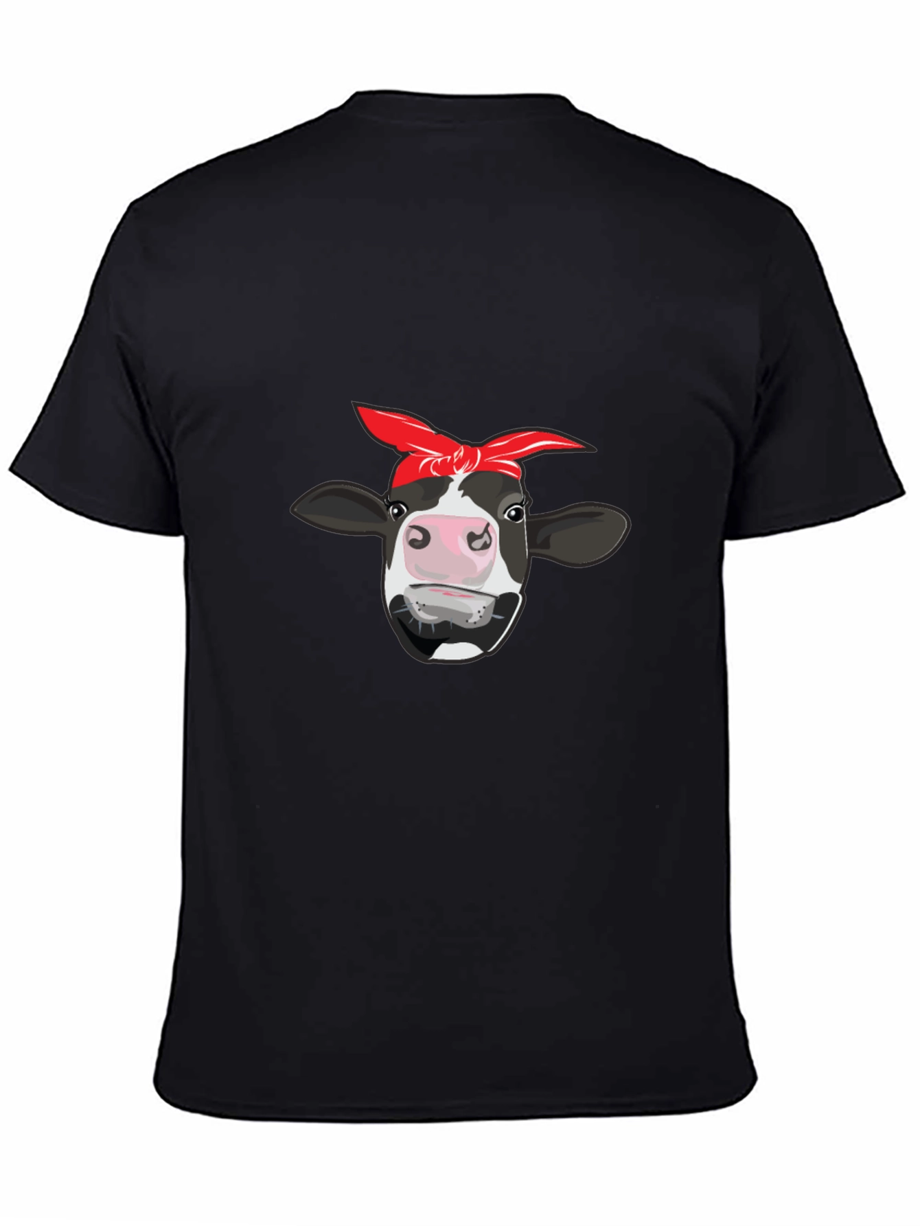 Cow Bandana Graphic Tee - Black Cotton T-Shirt