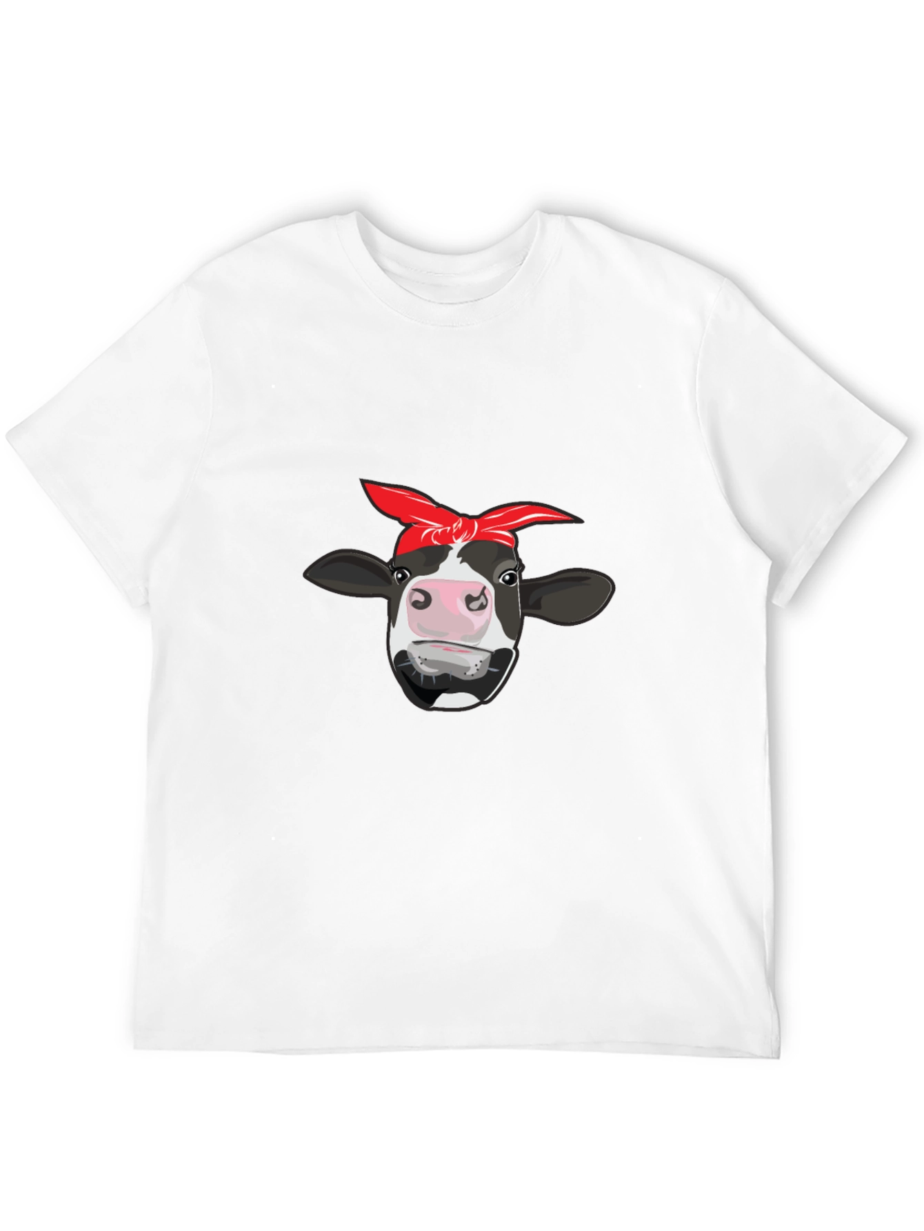 Cow Bandana Graphic Tee - Black Cotton T-Shirt