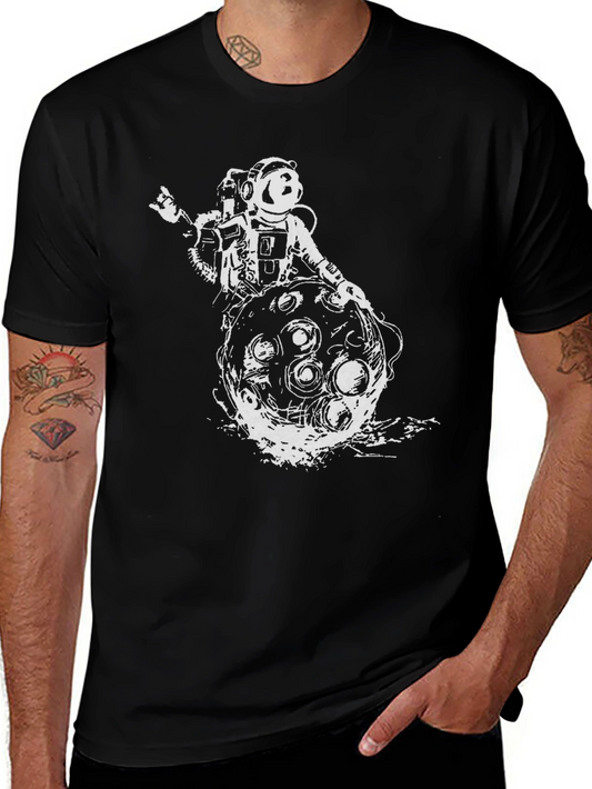 Astronaut Moon Graphic Black T-Shirt