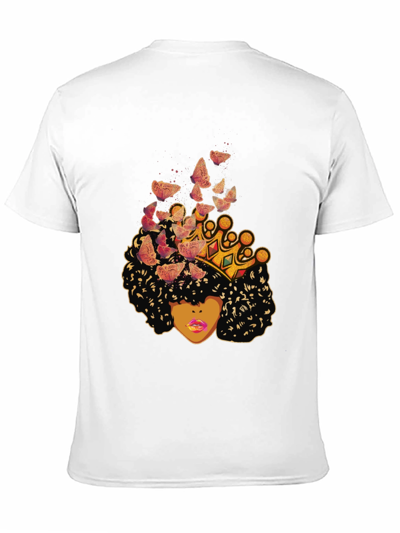 Queen Butterfly T-Shirt - Afro Woman Crown Tee