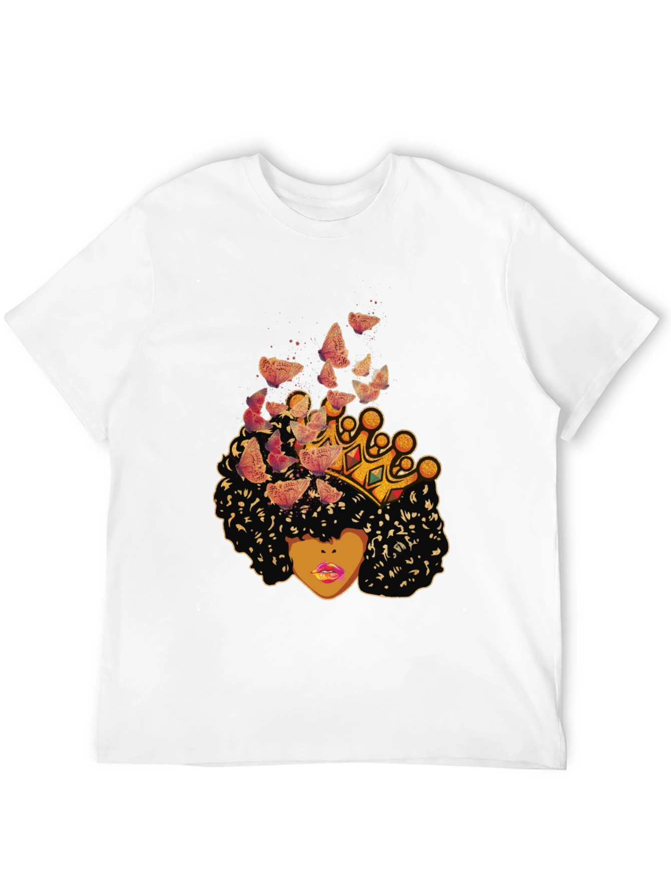 Queen Butterfly T-Shirt - Afro Woman Crown Tee