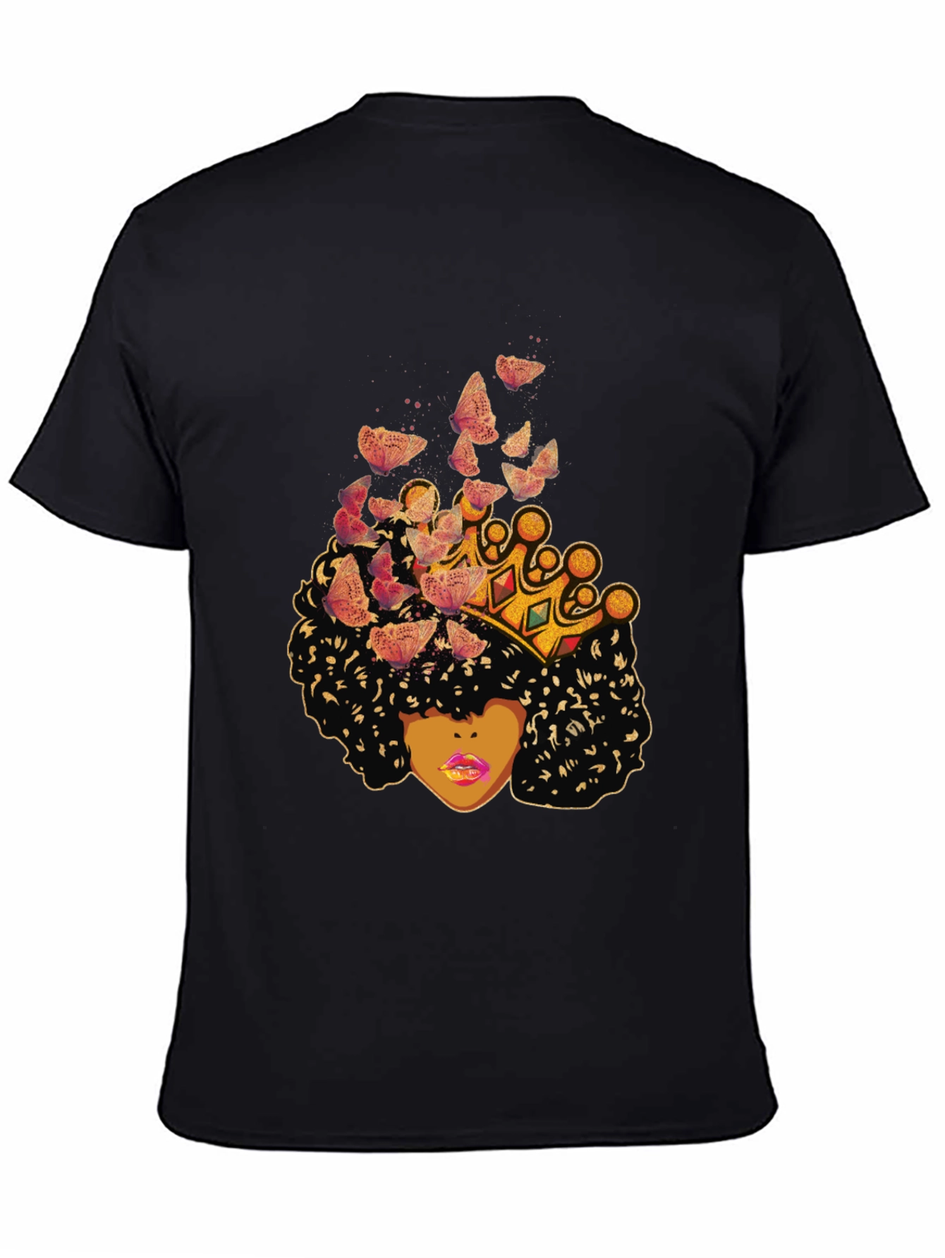 Queen Butterfly T-Shirt - Afro Woman Crown Tee