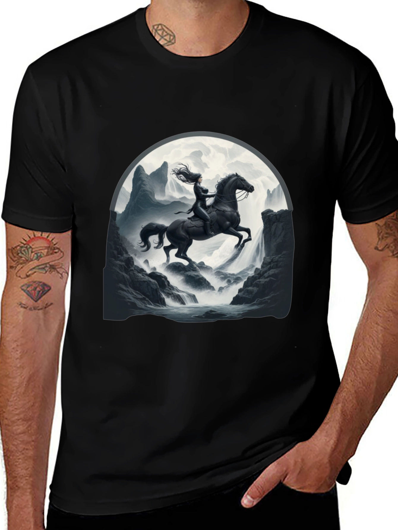 Warrior Horse Rider Black T-Shirt