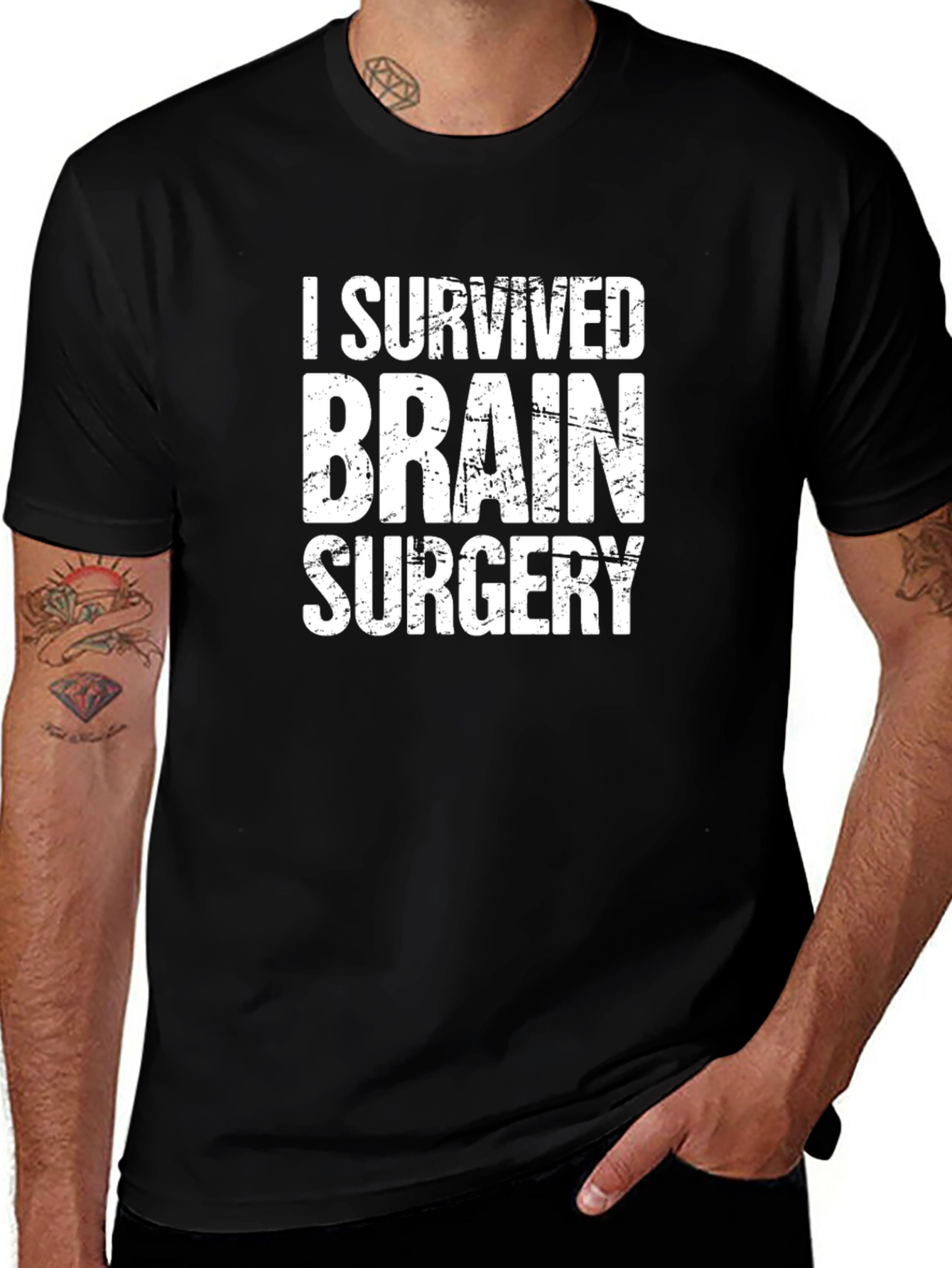 I Survived Brain Surgery T-Shirt - Black Cotton