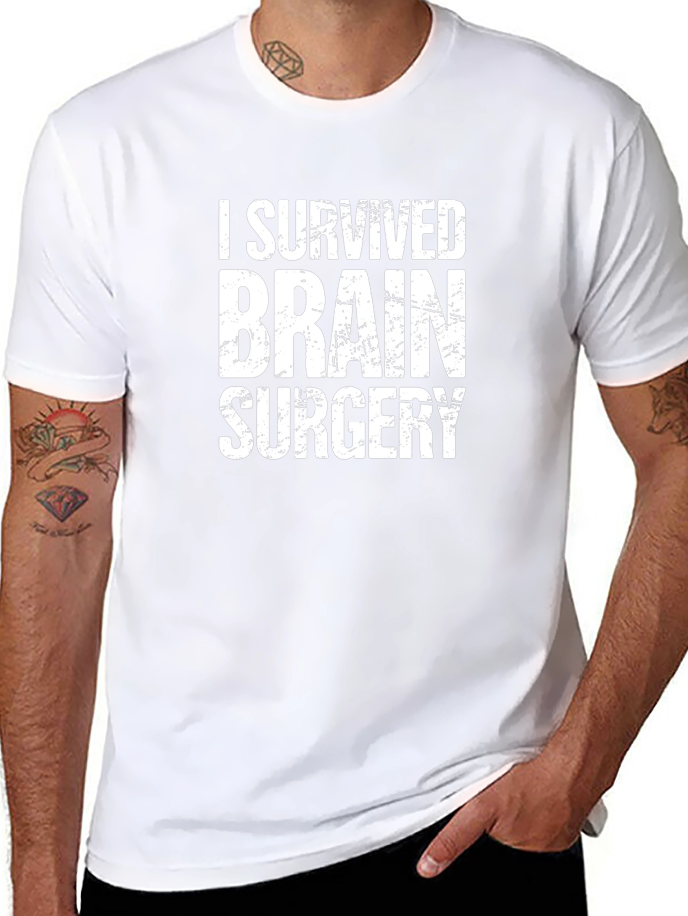 I Survived Brain Surgery T-Shirt - Black Cotton