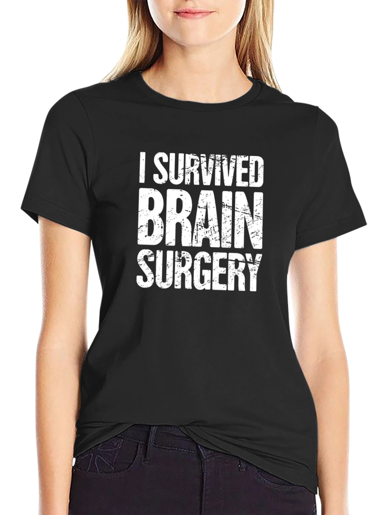I Survived Brain Surgery T-Shirt - Black Cotton