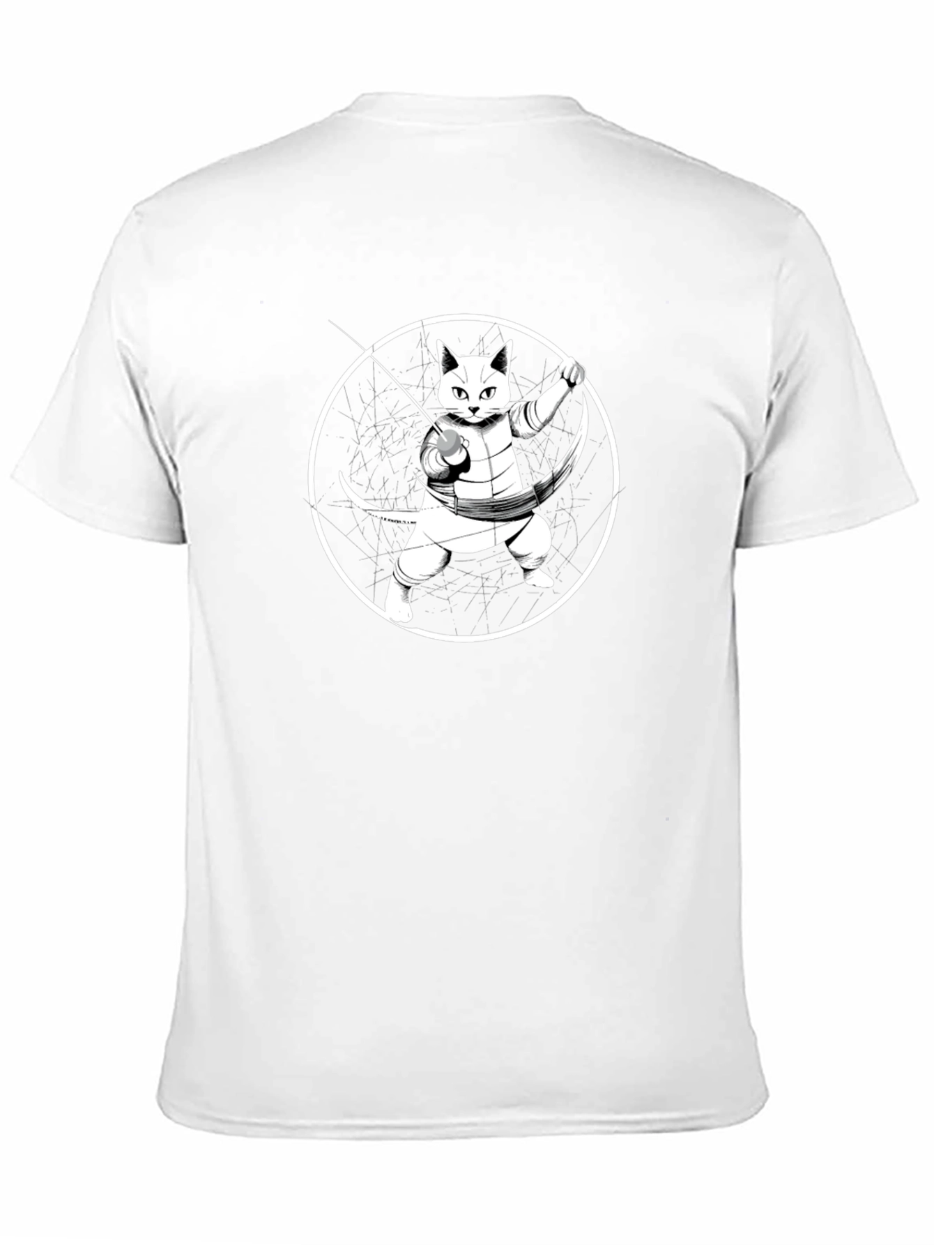 Fencing Cat T-Shirt - Black Cotton Tee