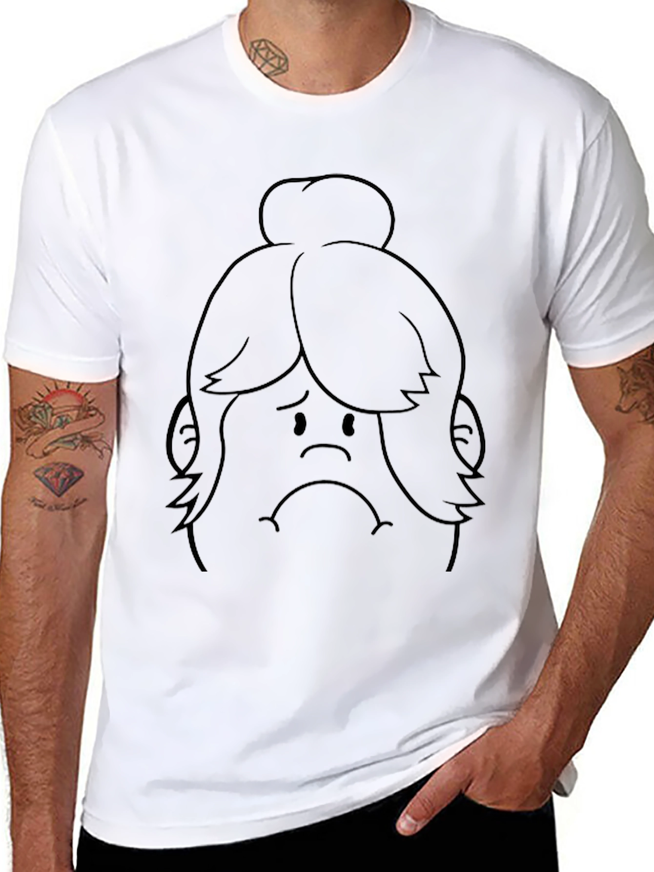 Sad Girl Graphic Print Black T-Shirt