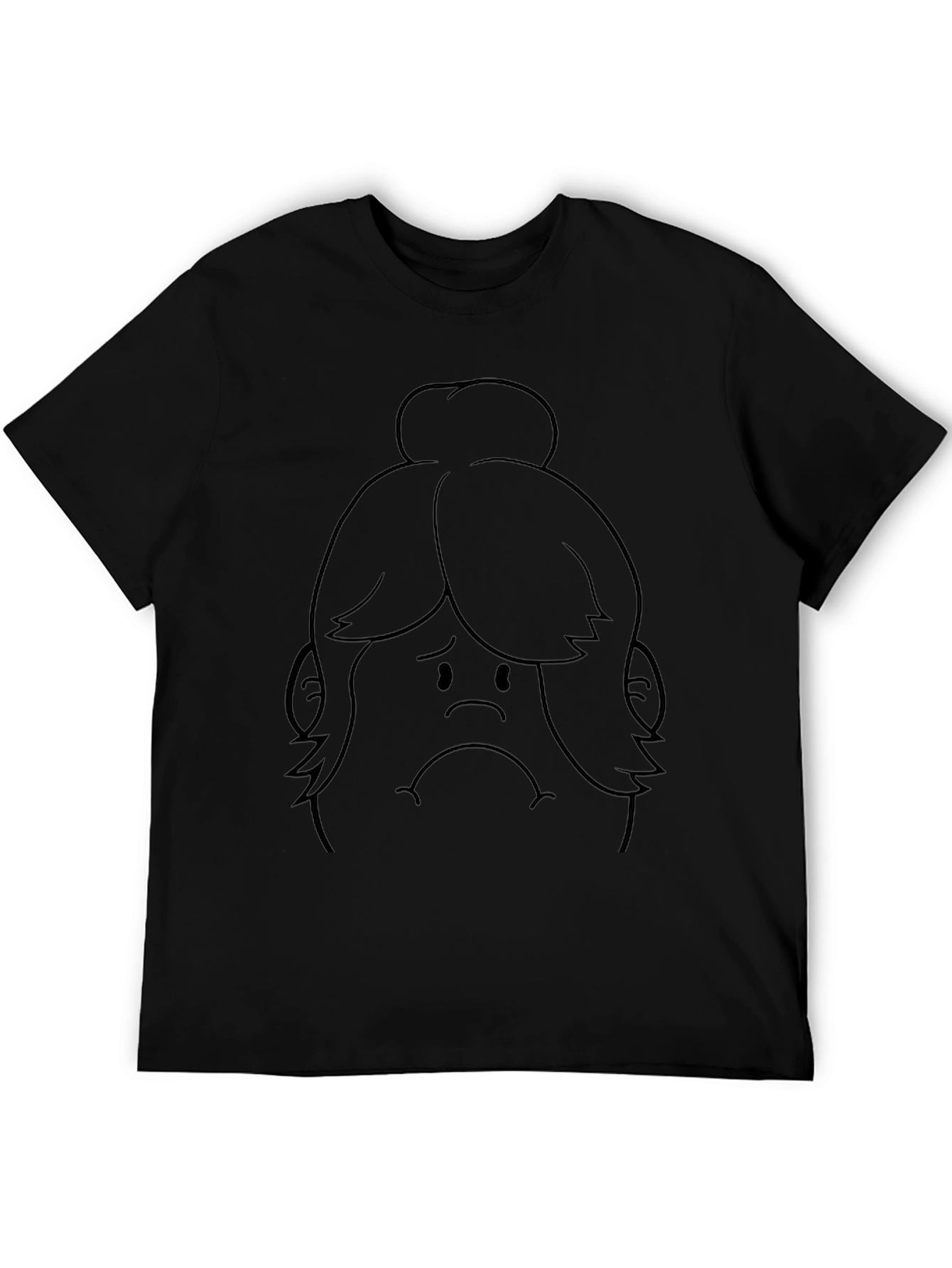 Sad Girl Graphic Print Black T-Shirt