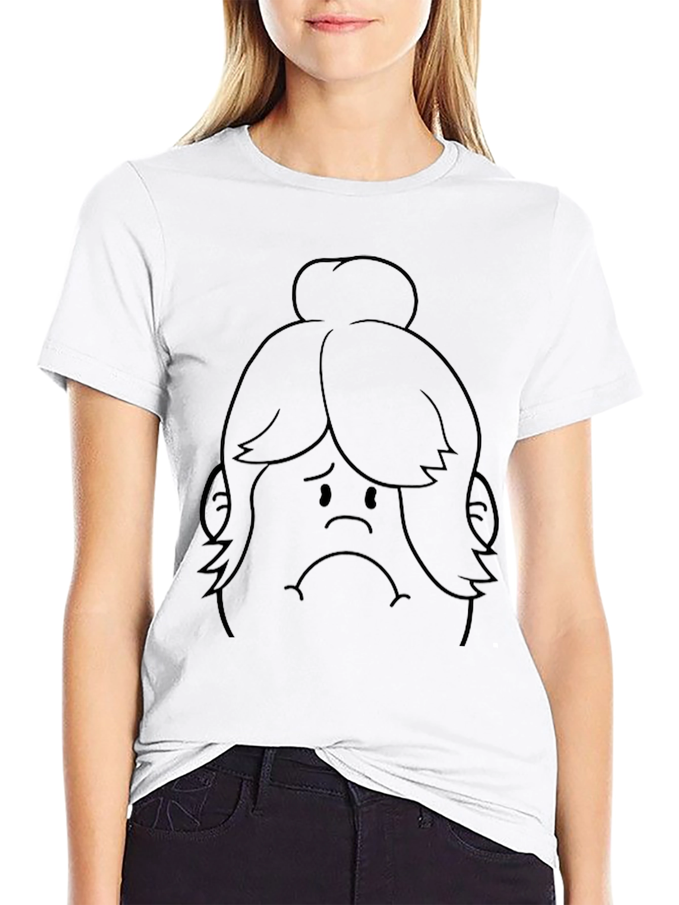 Sad Girl Graphic Print Black T-Shirt