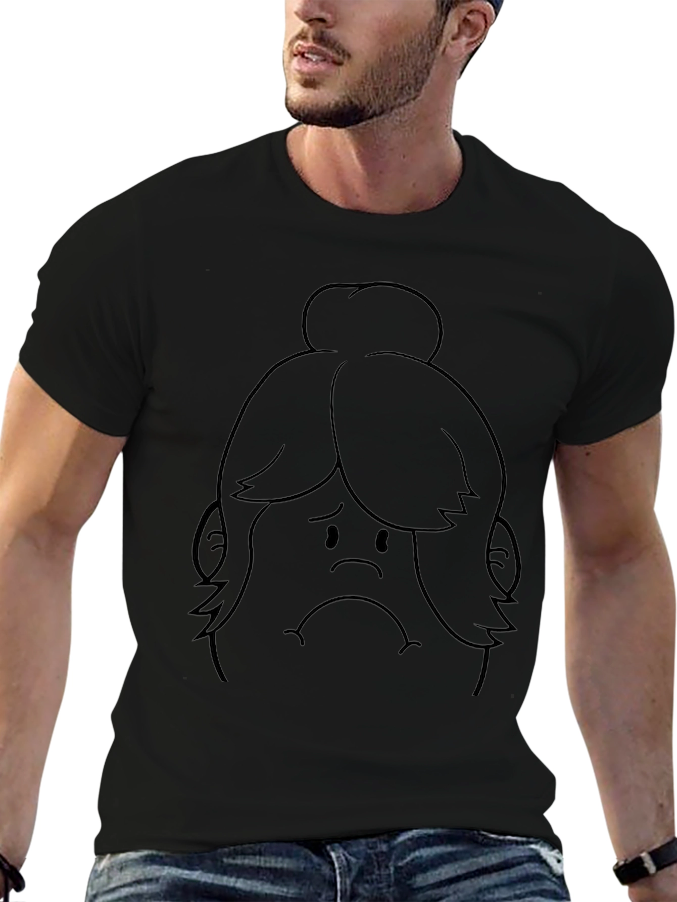 Sad Girl Graphic Print Black T-Shirt