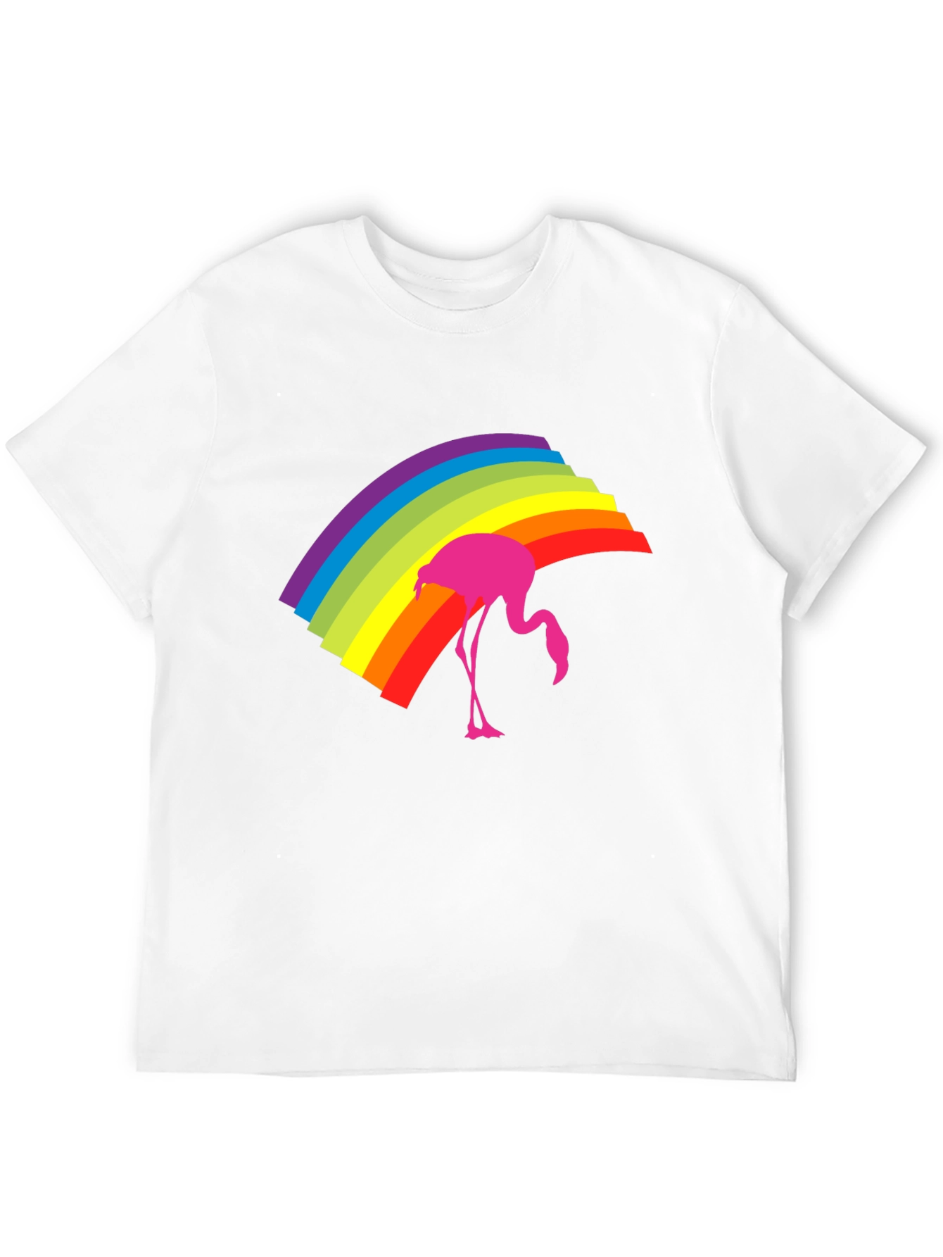 Rainbow Flamingo Graphic Tee - Stylish Black T-Shirt