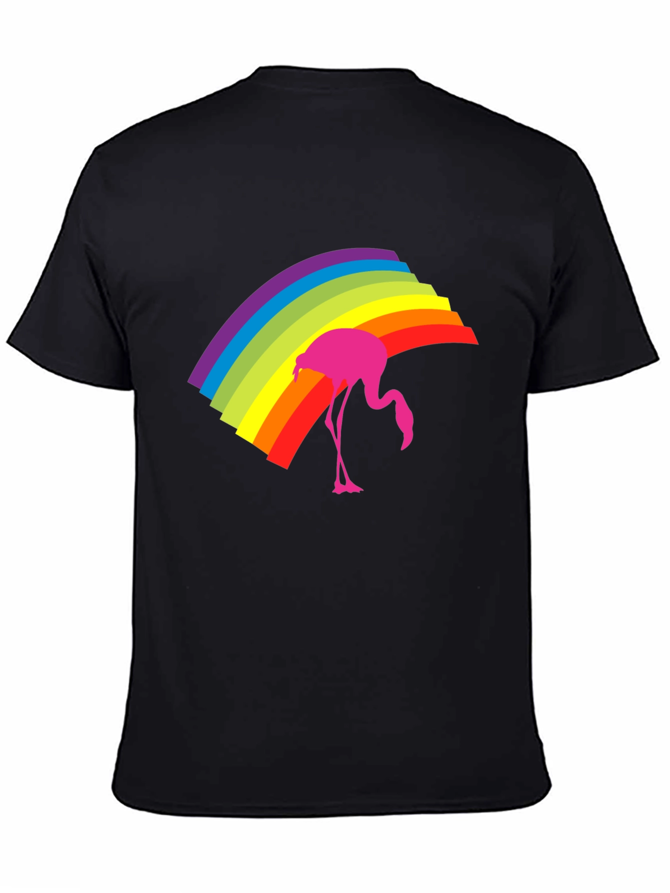 Rainbow Flamingo Graphic Tee - Stylish Black T-Shirt