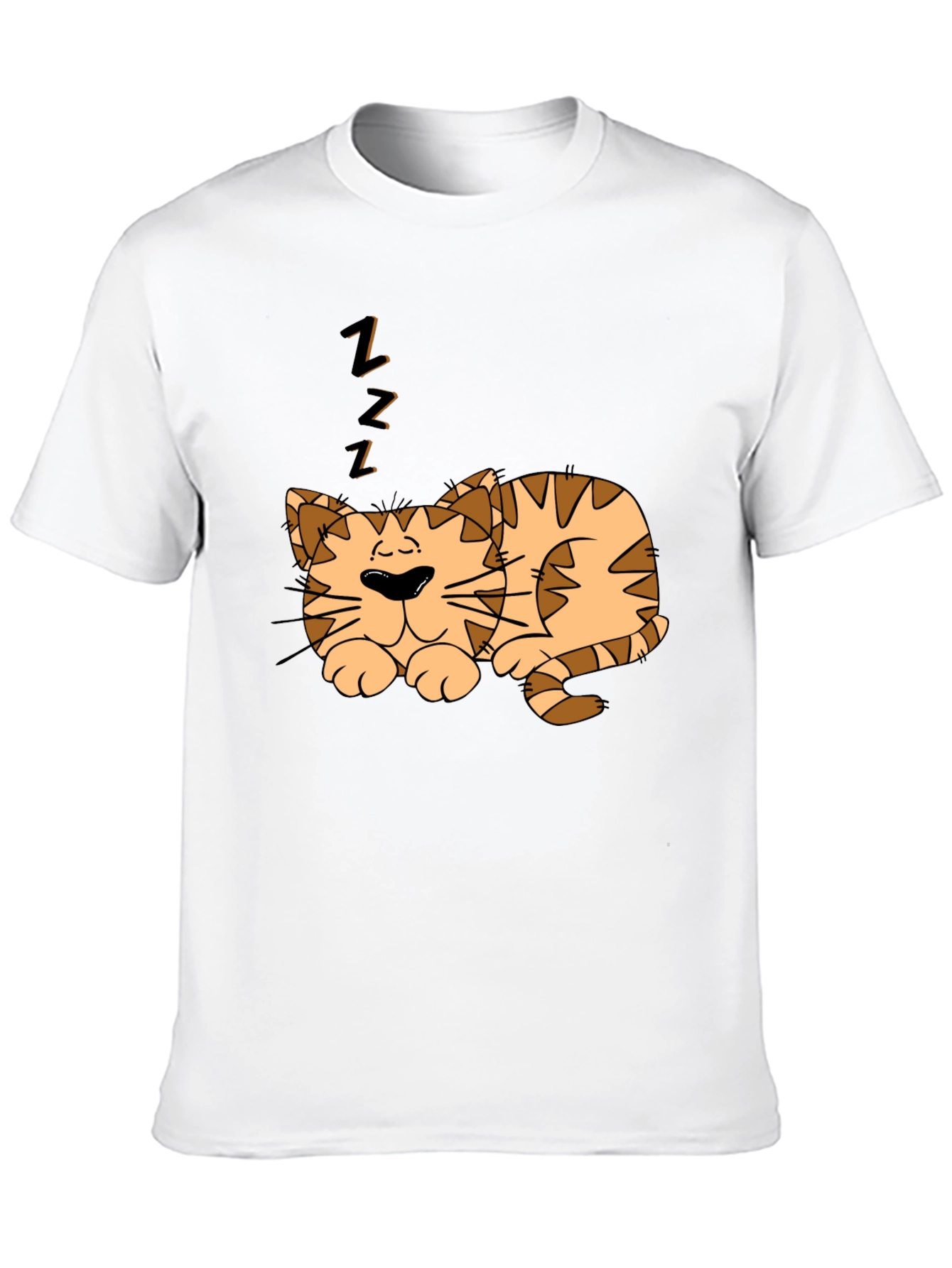 Sleeping Cat Graphic Tee - Black Cotton Comfort