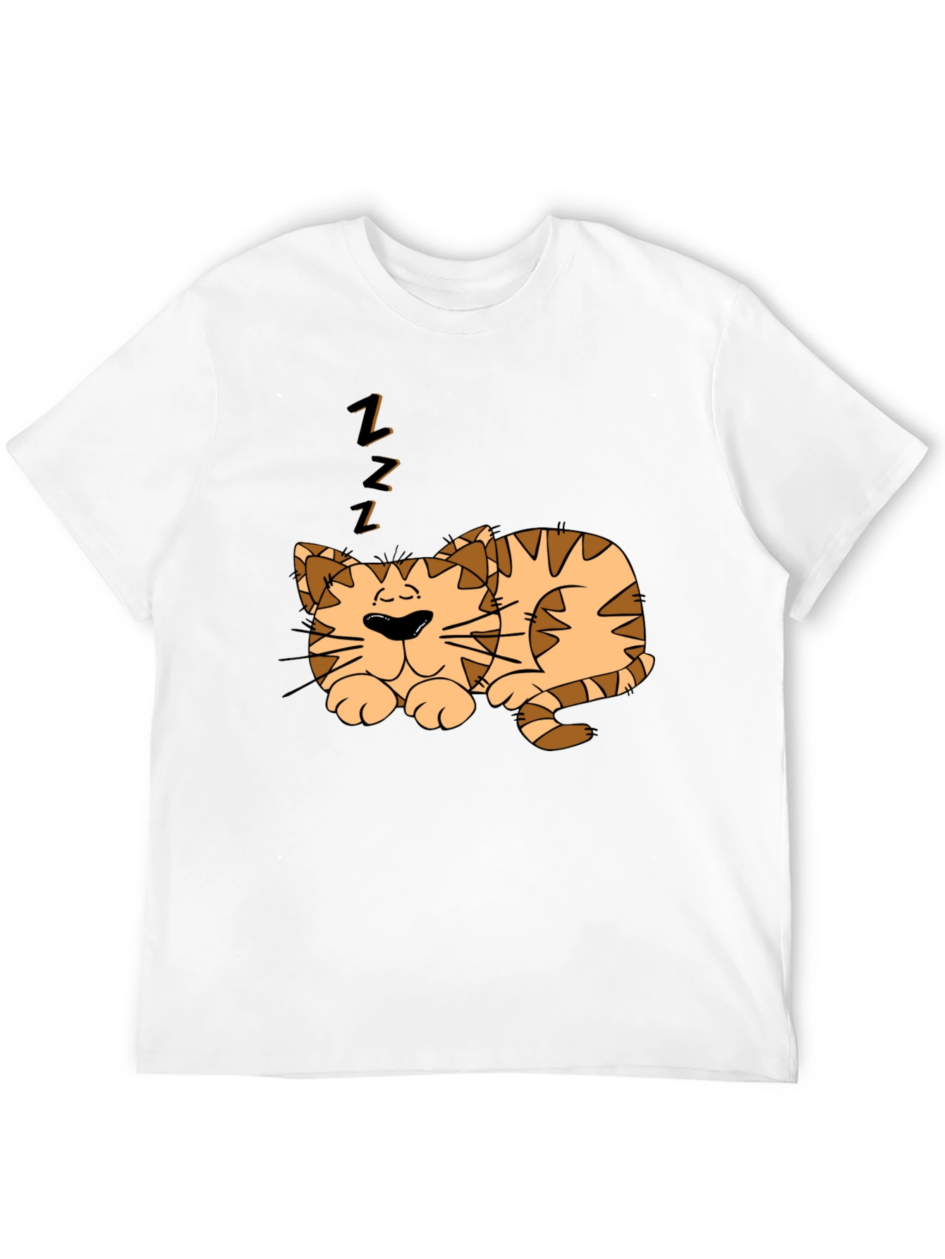 Sleeping Cat Graphic Tee - Black Cotton Comfort