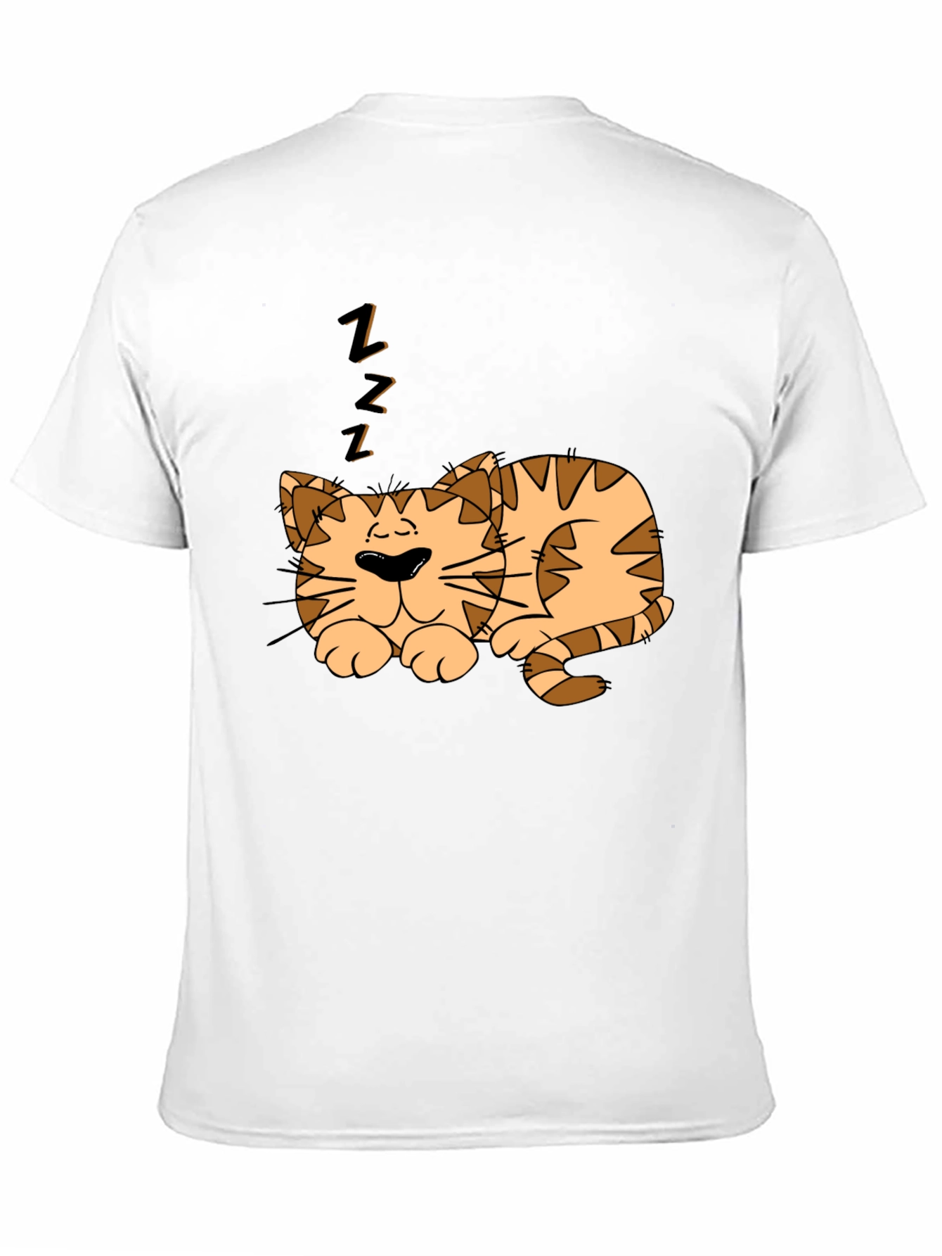 Sleeping Cat Graphic Tee - Black Cotton Comfort