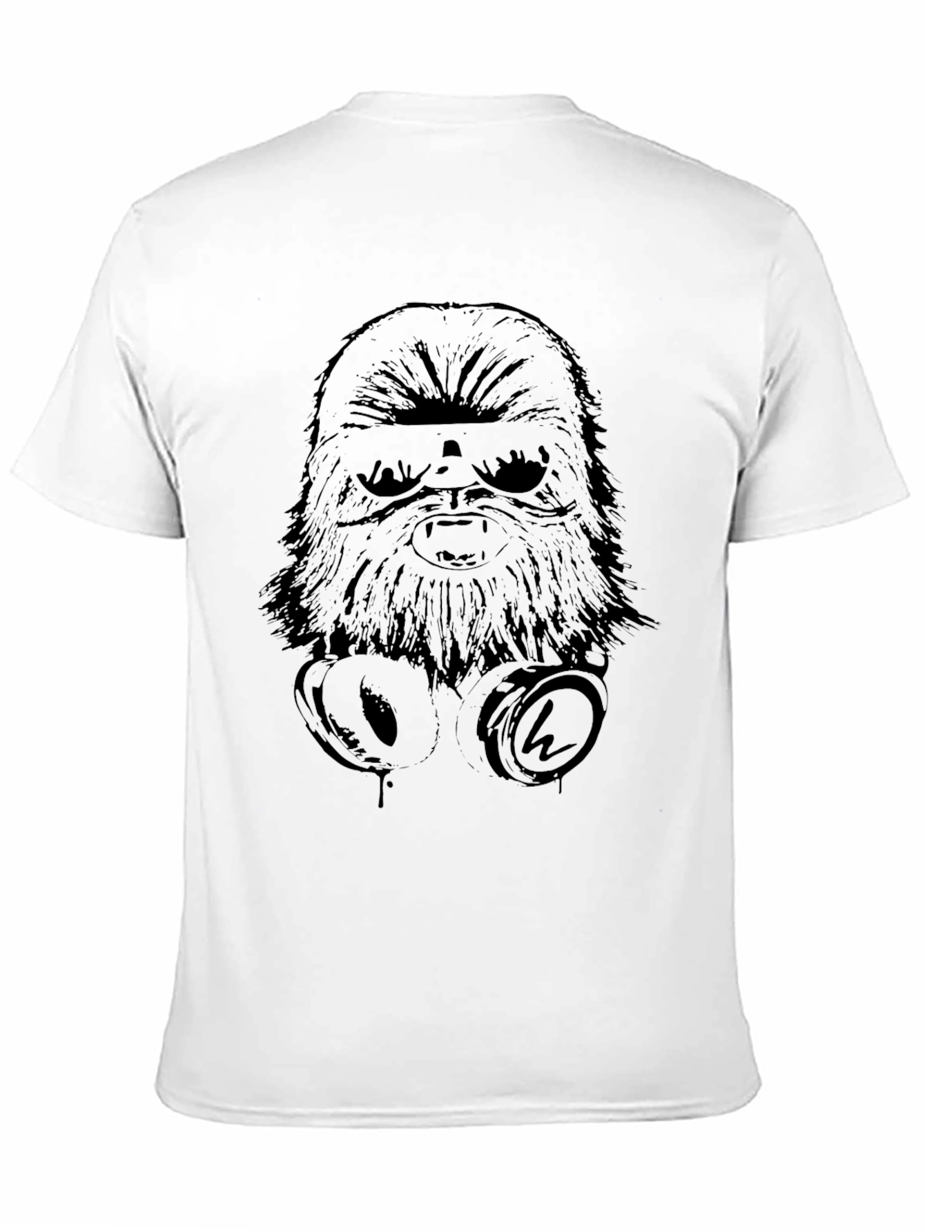 Chewbacca Headphones Graphic Black T-Shirt