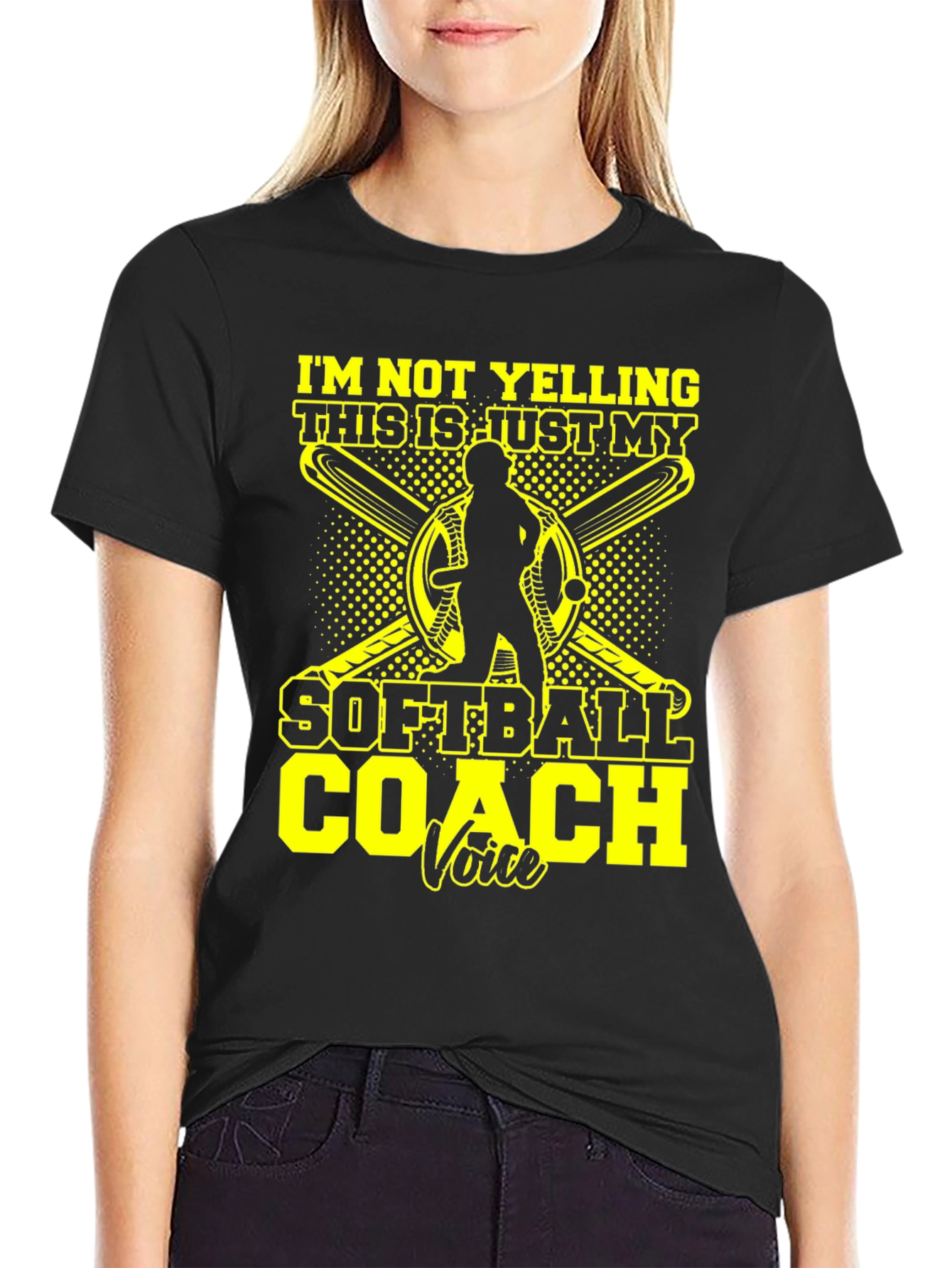 Softball Coach T-Shirt - Im Not Yelling!
