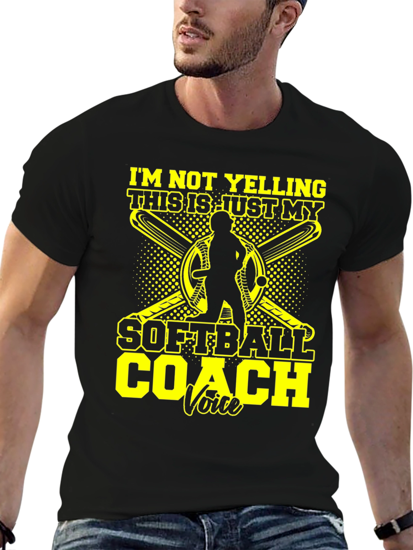 Softball Coach T-Shirt - Im Not Yelling!