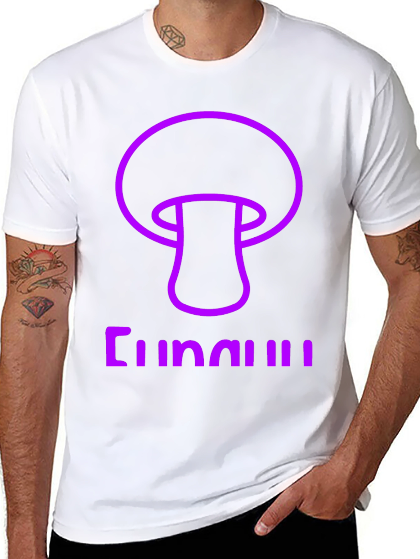 Fun Guy Graphic Tee - Black Cotton Mushroom Shirt