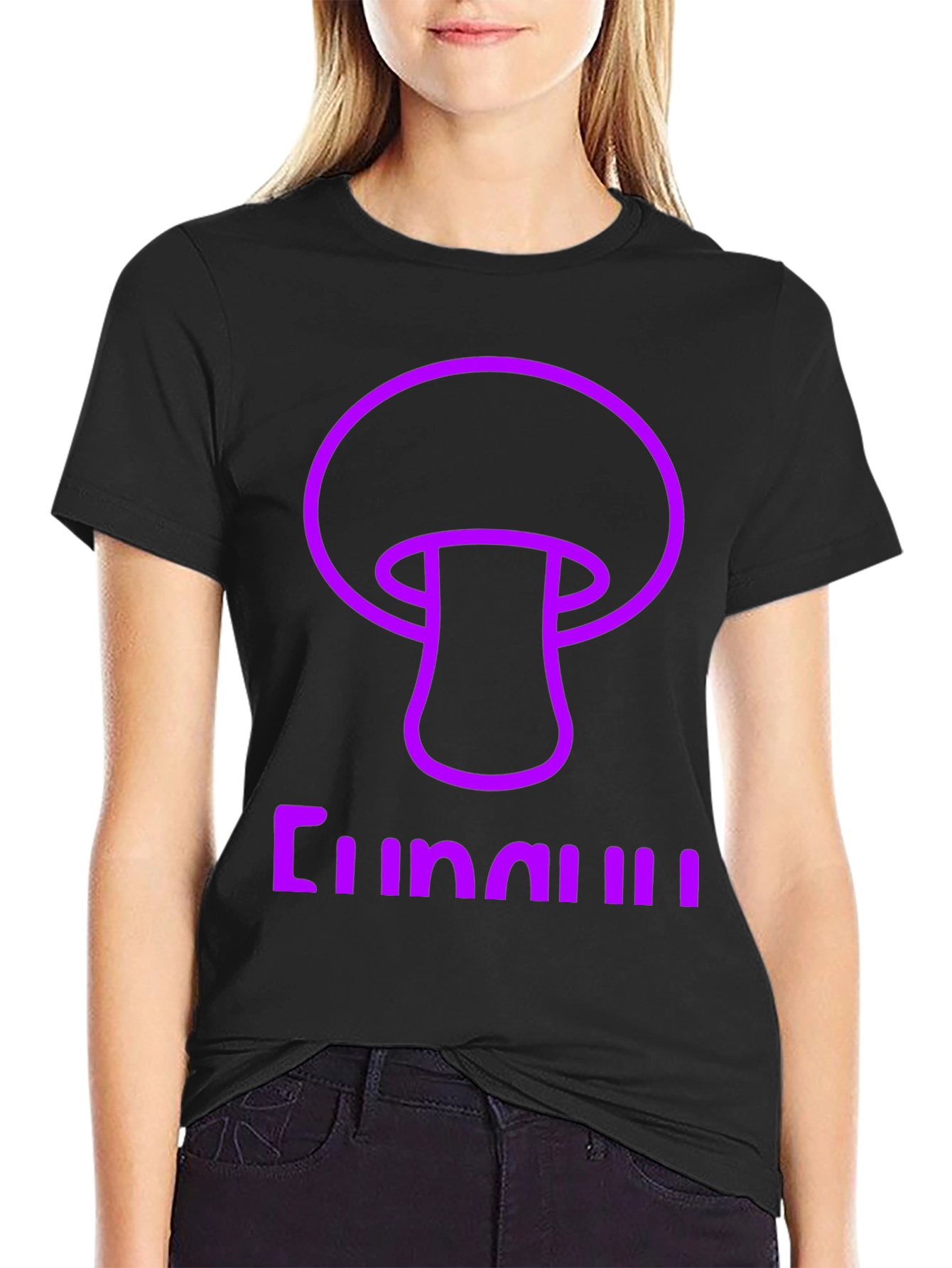 Fun Guy Graphic Tee - Black Cotton Mushroom Shirt