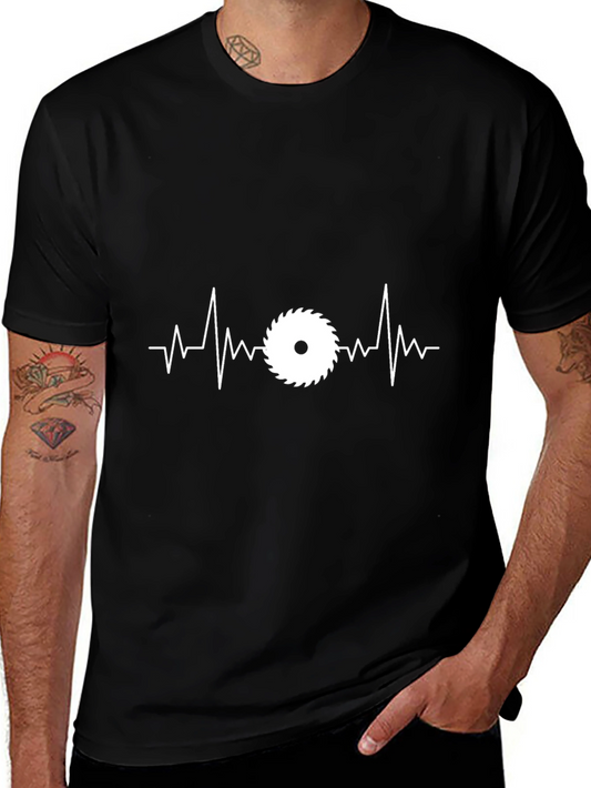 Carpenter Heartbeat T-Shirt - Black Woodworker Tee