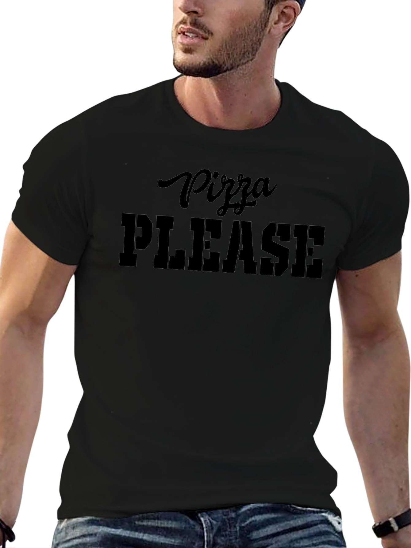 Pizza Please T-Shirt - Black Graphic Tee