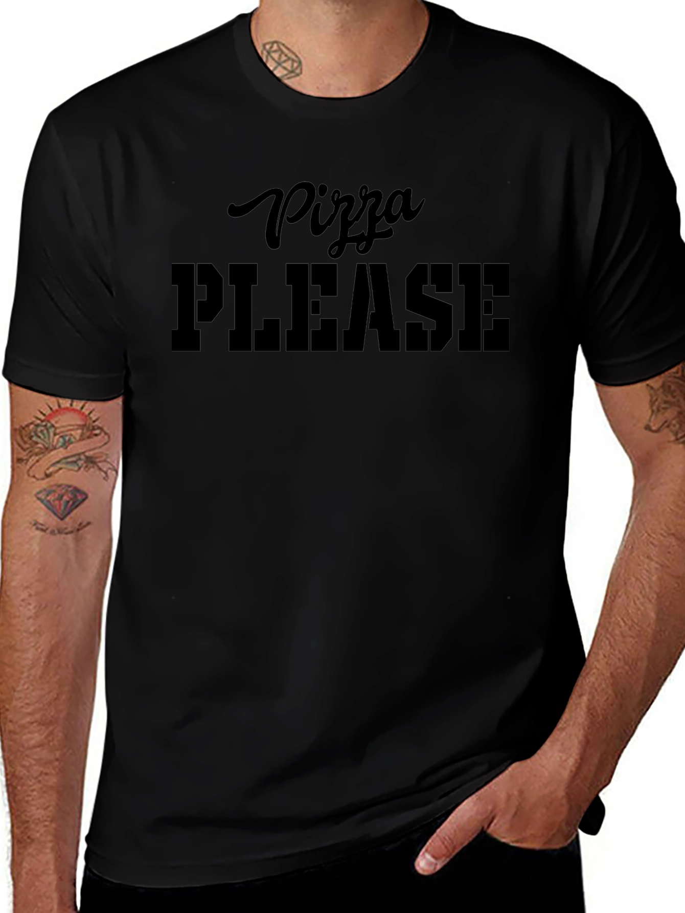 Pizza Please T-Shirt - Black Graphic Tee
