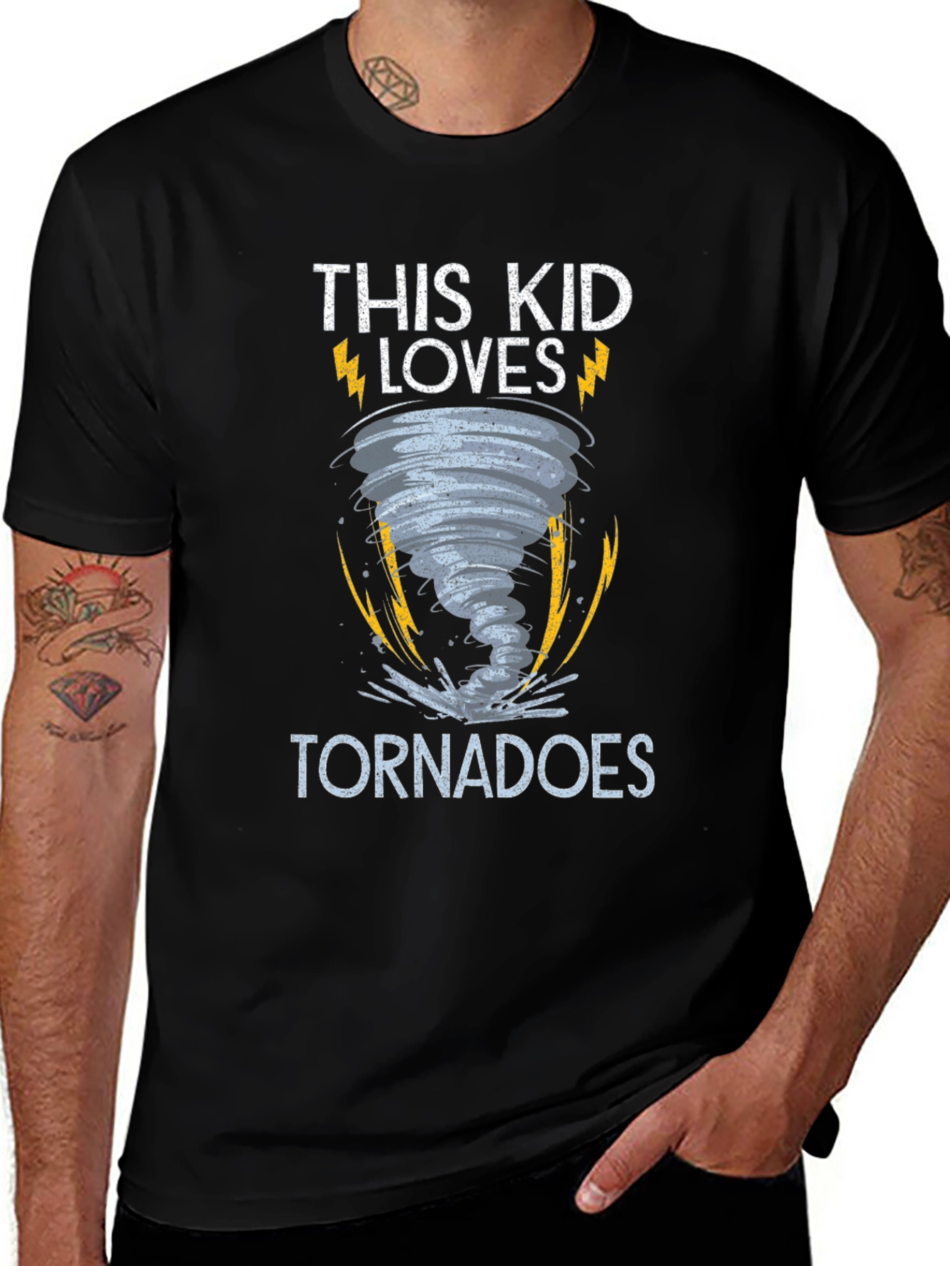 This Kid Loves Tornadoes Black T-Shirt
